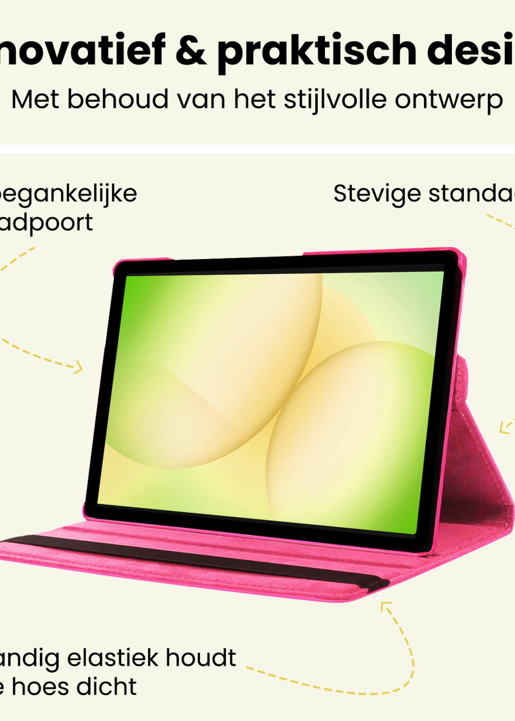 LUQ LUQ Samsung Galaxy Tab A11 Plus Hoes Draaibaar - Donkerroze