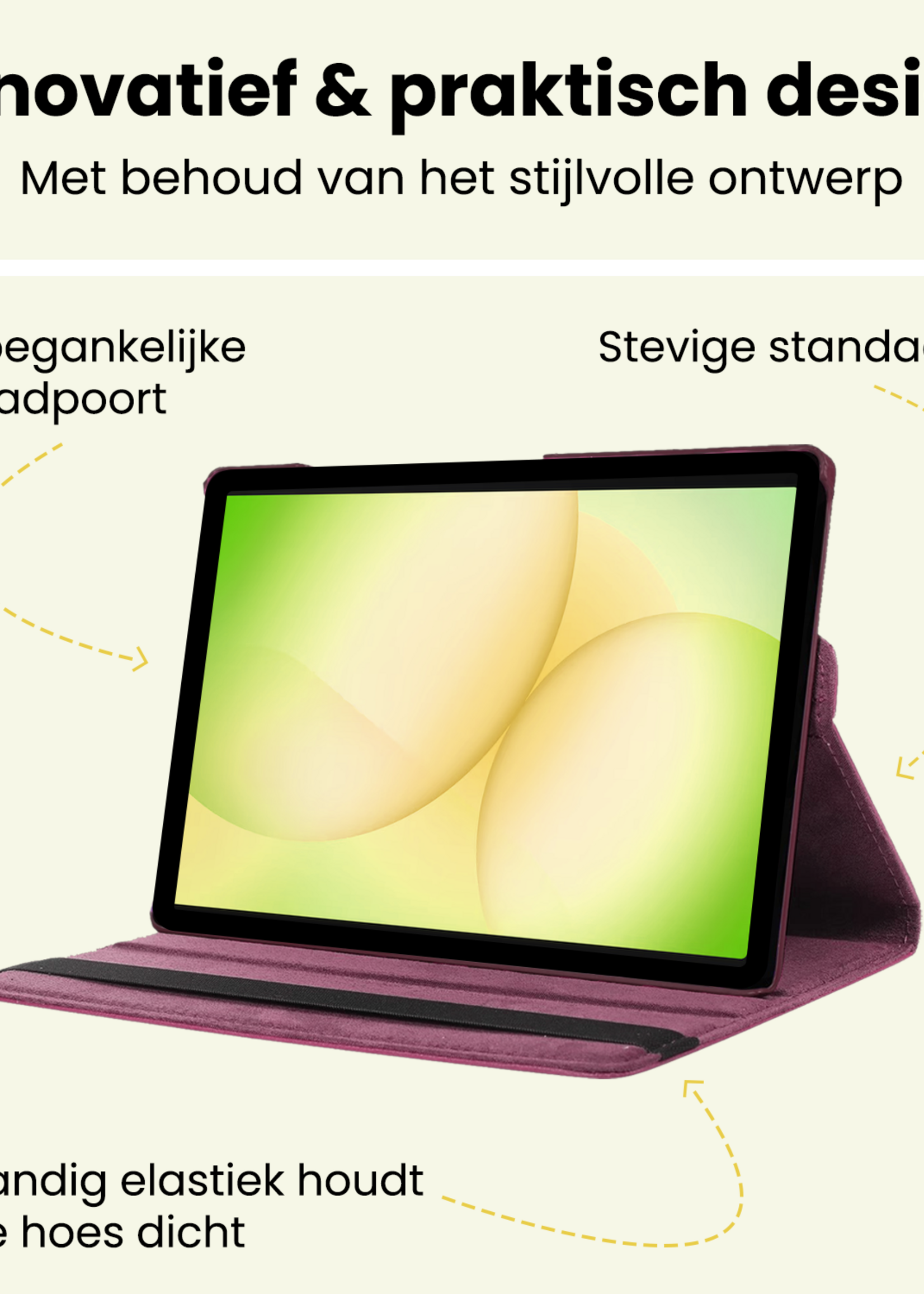 LUQ LUQ Samsung Galaxy Tab A11 Plus Hoes Draaibaar - Paars