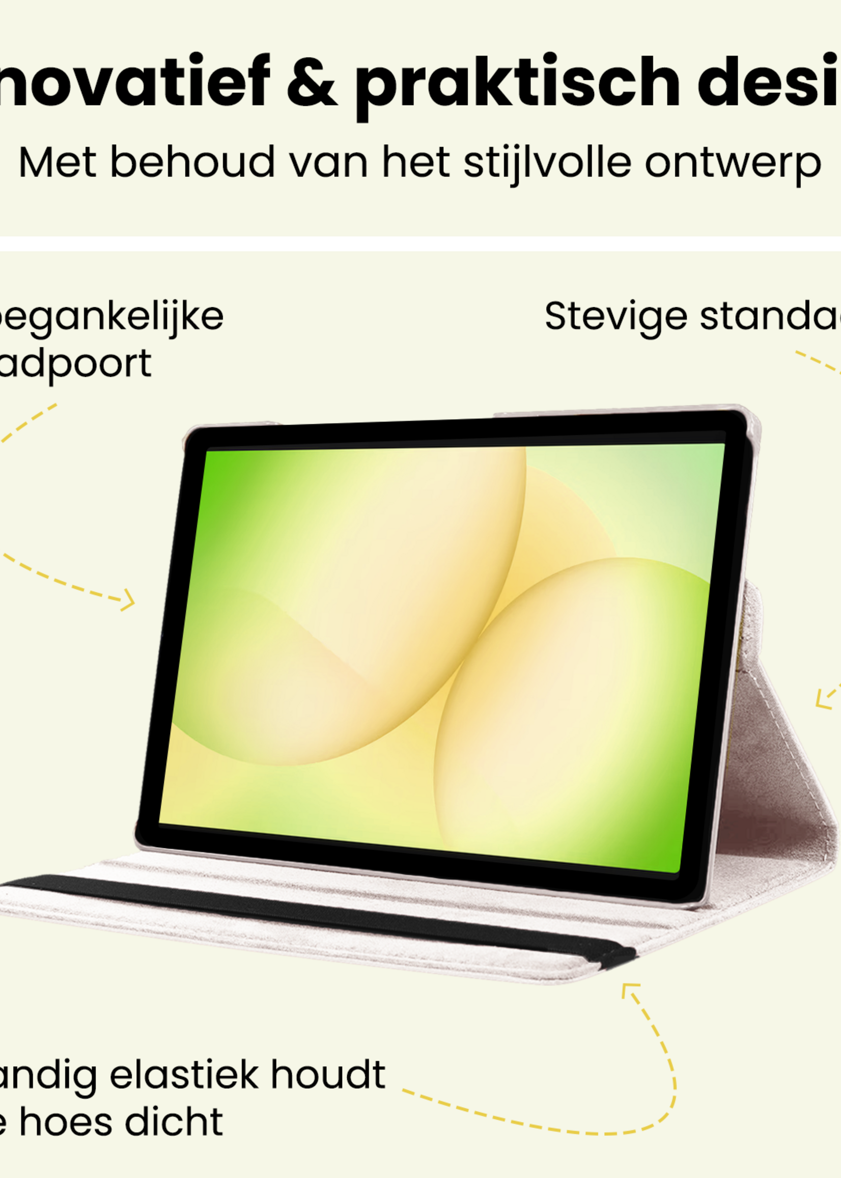 LUQ LUQ Samsung Galaxy Tab A11 Plus Hoes Draaibaar - Wit