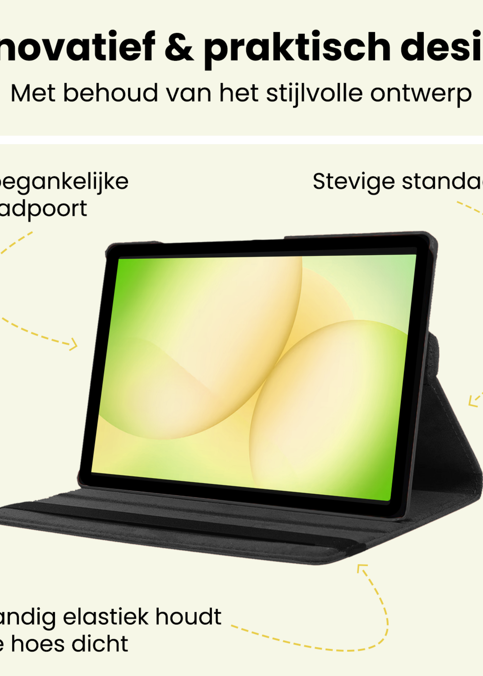 LUQ LUQ Samsung Galaxy Tab A11 Plus Hoes Draaibaar - Zwart