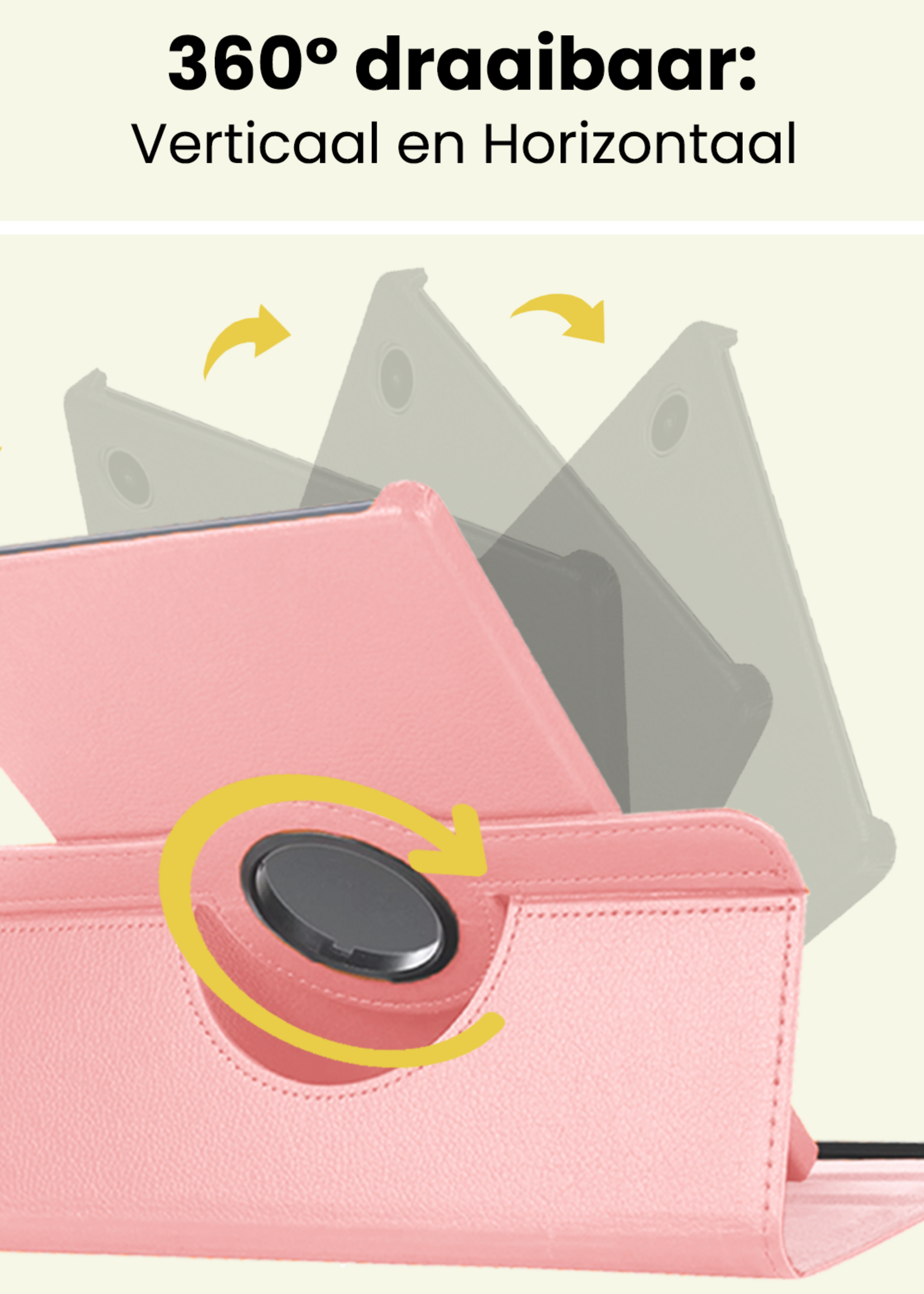 LUQ LUQ Samsung Galaxy Tab A11 Plus Hoes Draaibaar Met Screenprotector - Lichtroze