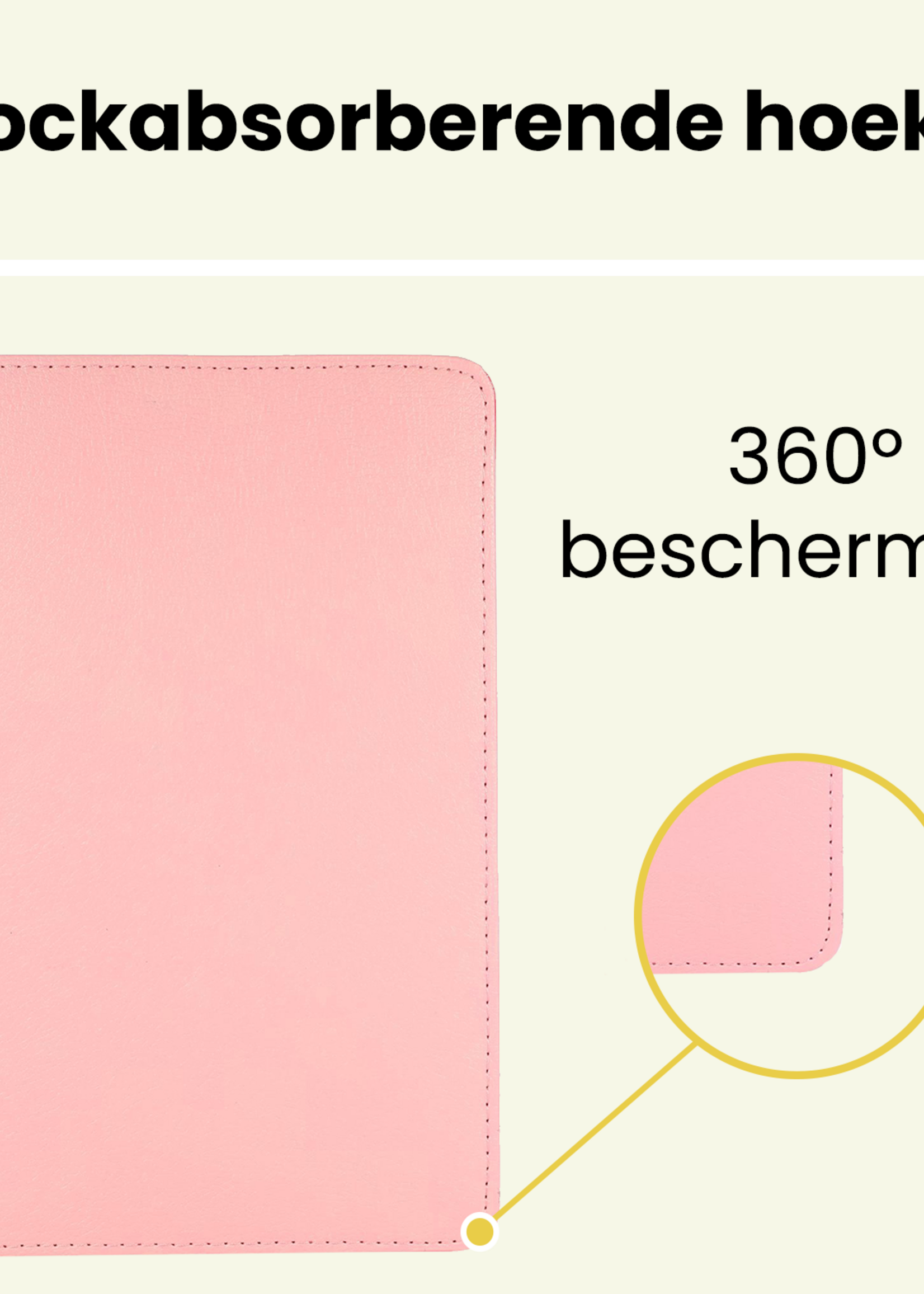 LUQ LUQ Samsung Galaxy Tab A11 Plus Hoes Draaibaar Met Screenprotector - Lichtroze