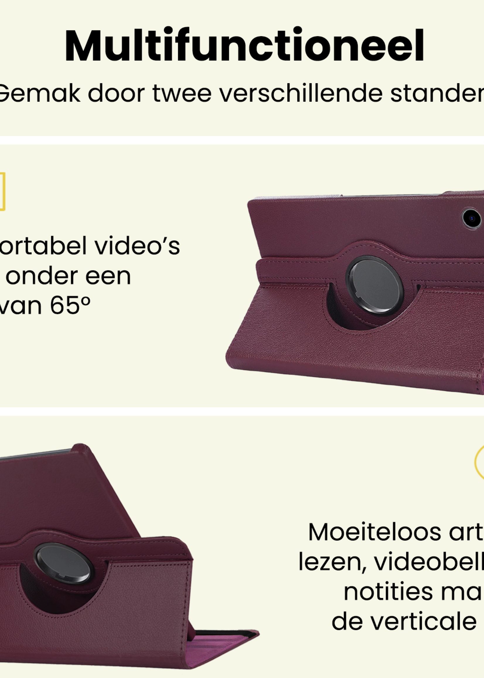 LUQ LUQ Samsung Galaxy Tab A11 Plus Hoes Draaibaar Met Screenprotector - Paars