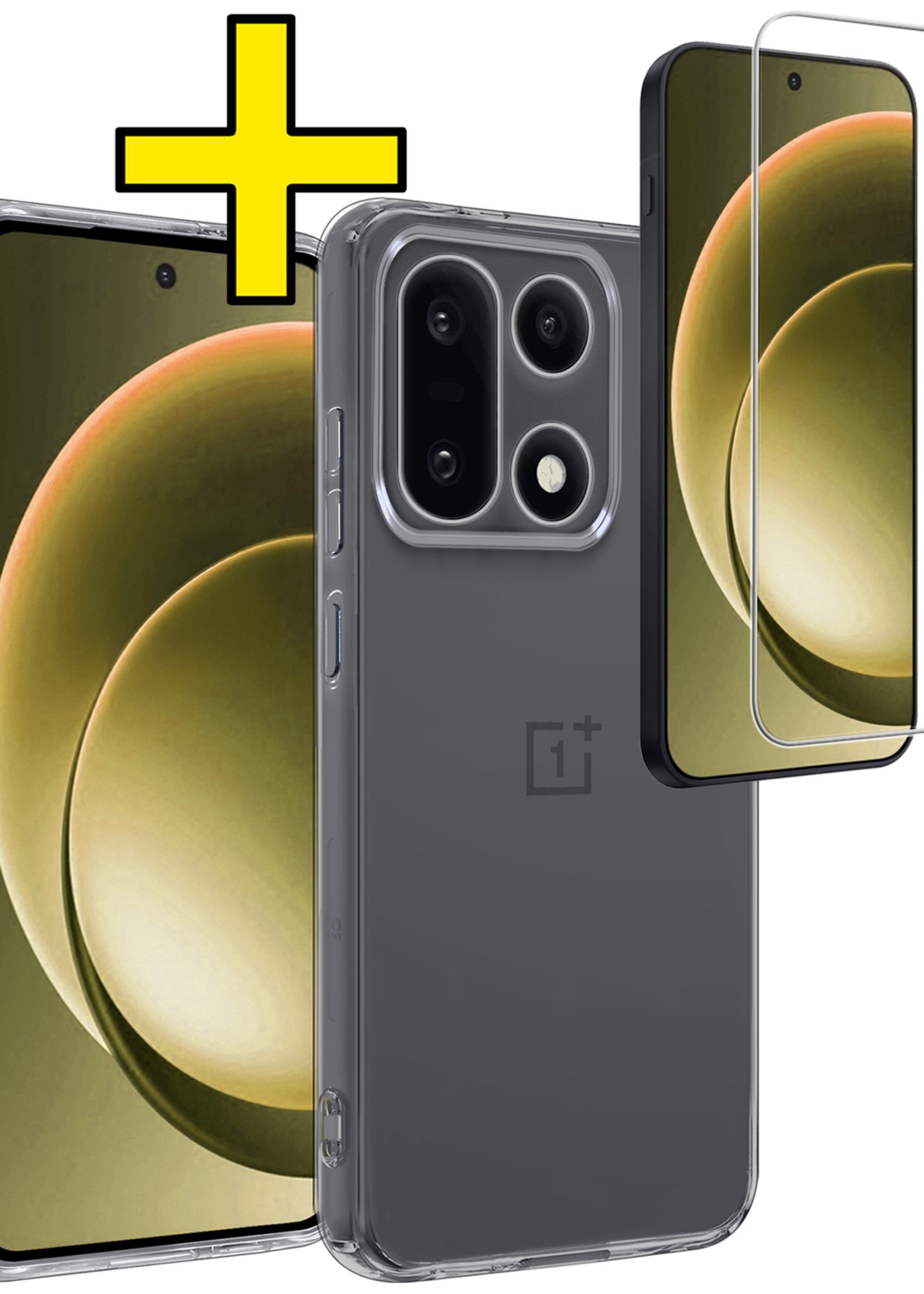 LUQ LUQ OnePlus 15 Hoesje Siliconen Met Screenprotector - Transparant