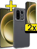 LUQ LUQ OnePlus 15 Hoesje Siliconen Met 2x Screenprotector - Transparant