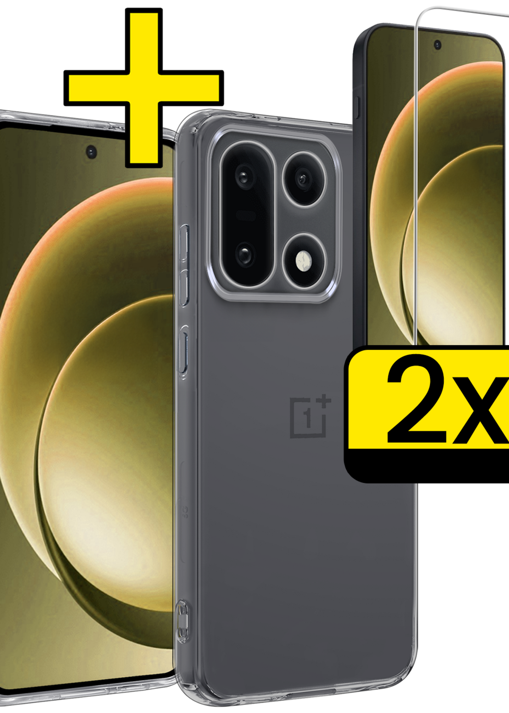 LUQ LUQ OnePlus 15 Hoesje Siliconen Met 2x Screenprotector - Transparant