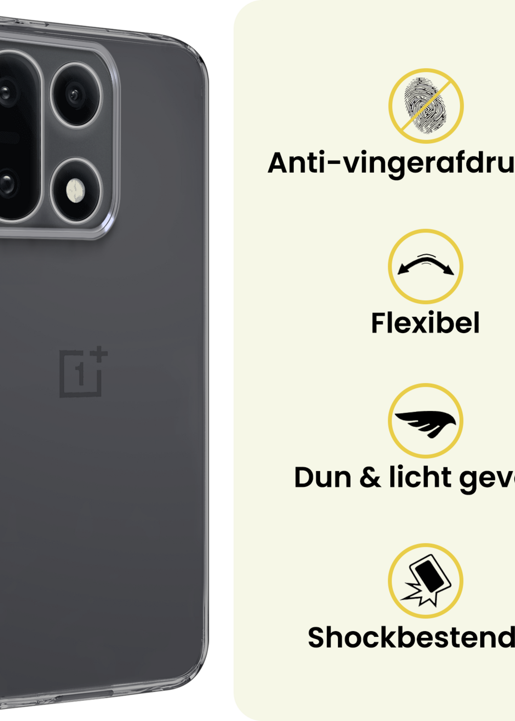 LUQ LUQ OnePlus 15 Hoesje Siliconen Met 2x Screenprotector - Transparant