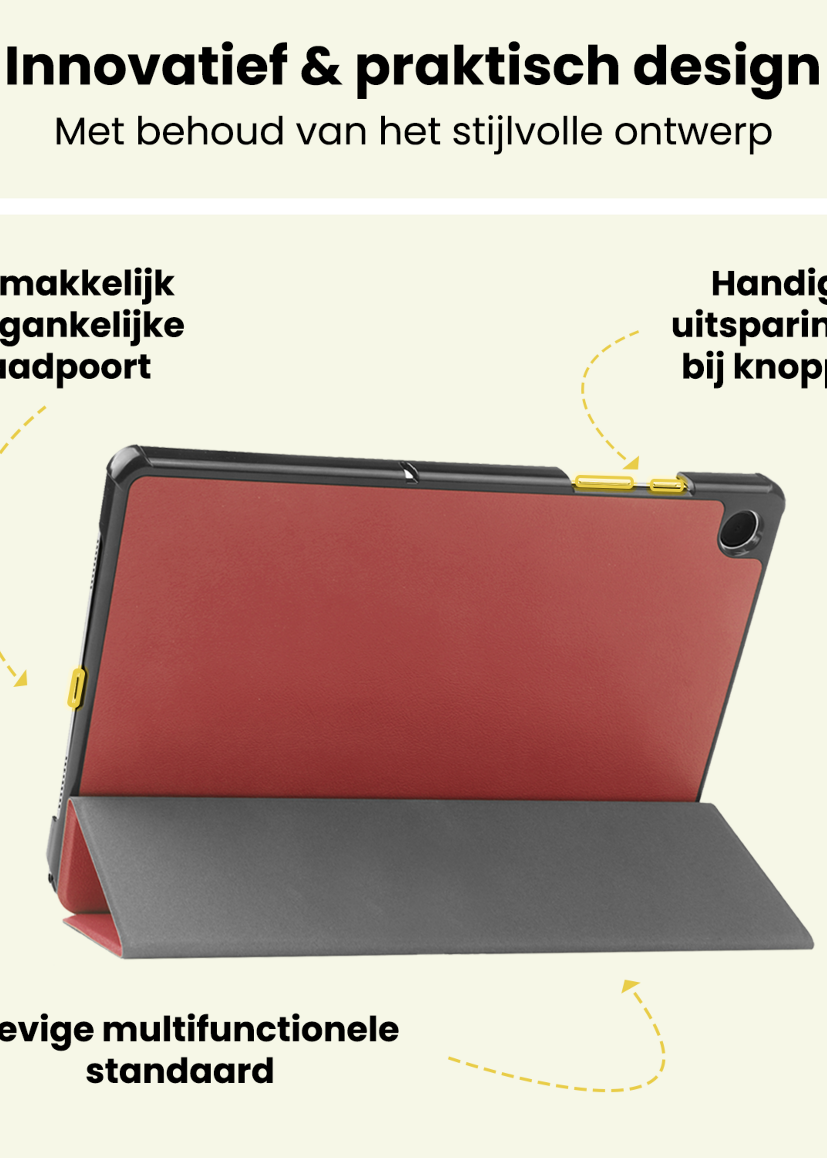 LUQ LUQ Samsung Galaxy Tab A11 Plus Hoes Met Screenprotector - Donkerrood