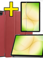 LUQ LUQ Samsung Galaxy Tab A11 Plus Hoes Met Screenprotector - Donkerrood