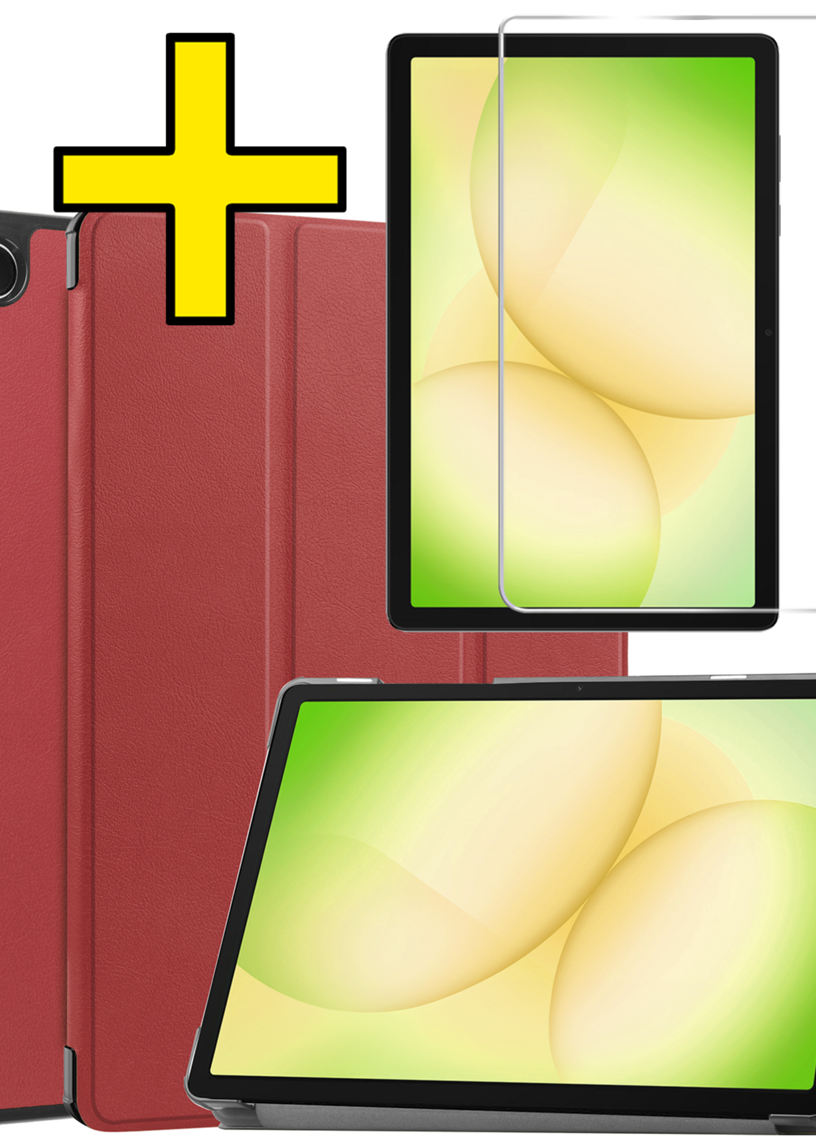 LUQ LUQ Samsung Galaxy Tab A11 Plus Hoes Met Screenprotector - Donkerrood