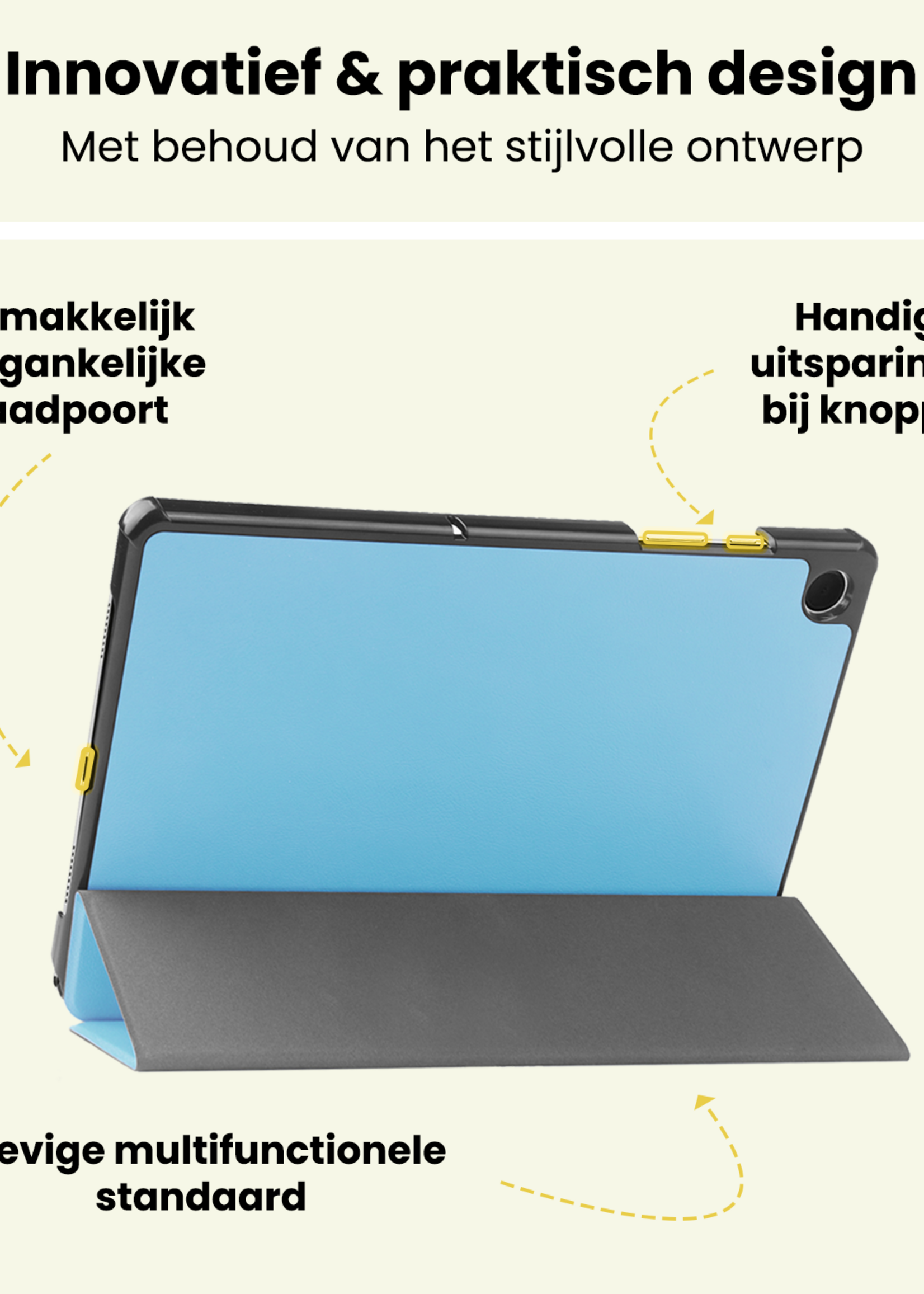 LUQ LUQ Samsung Galaxy Tab A11 Plus Hoes Met Screenprotector - Lichtblauw