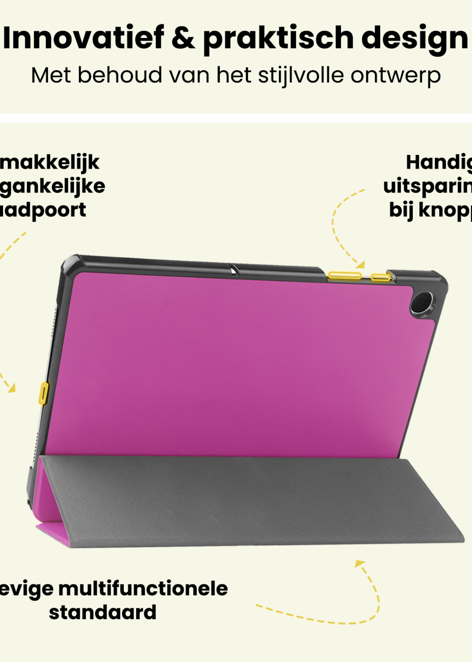 LUQ LUQ Samsung Galaxy Tab A11 Plus Hoes Met Screenprotector - Paars