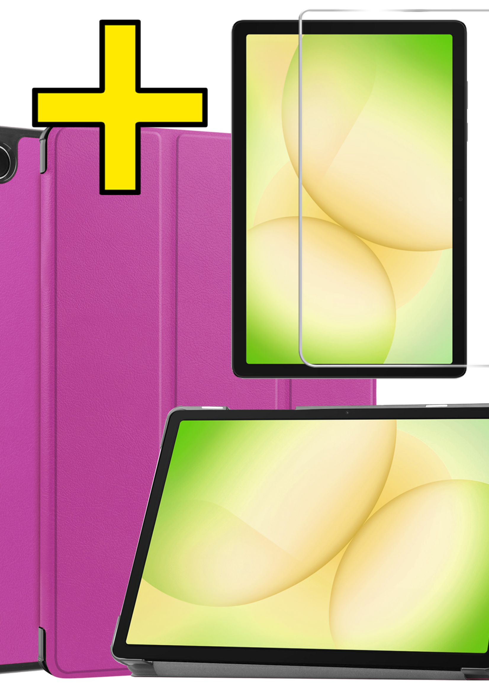 LUQ LUQ Samsung Galaxy Tab A11 Plus Hoes Met Screenprotector - Paars