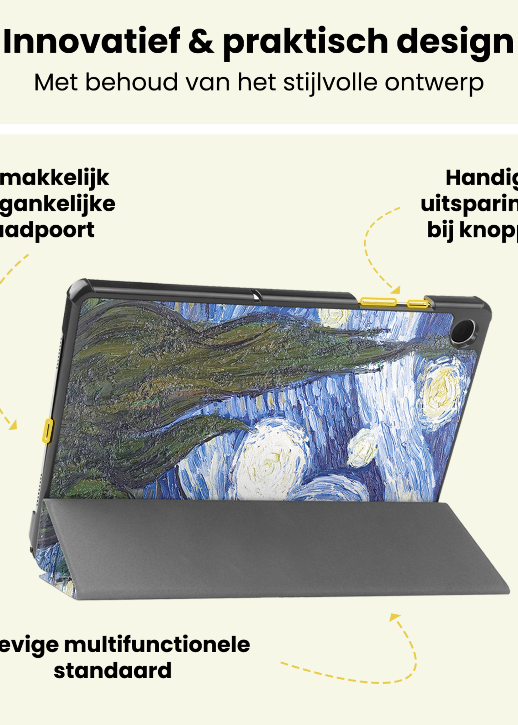 LUQ LUQ Samsung Galaxy Tab A11 Plus Hoes Met Screenprotector - Sterrenhemel