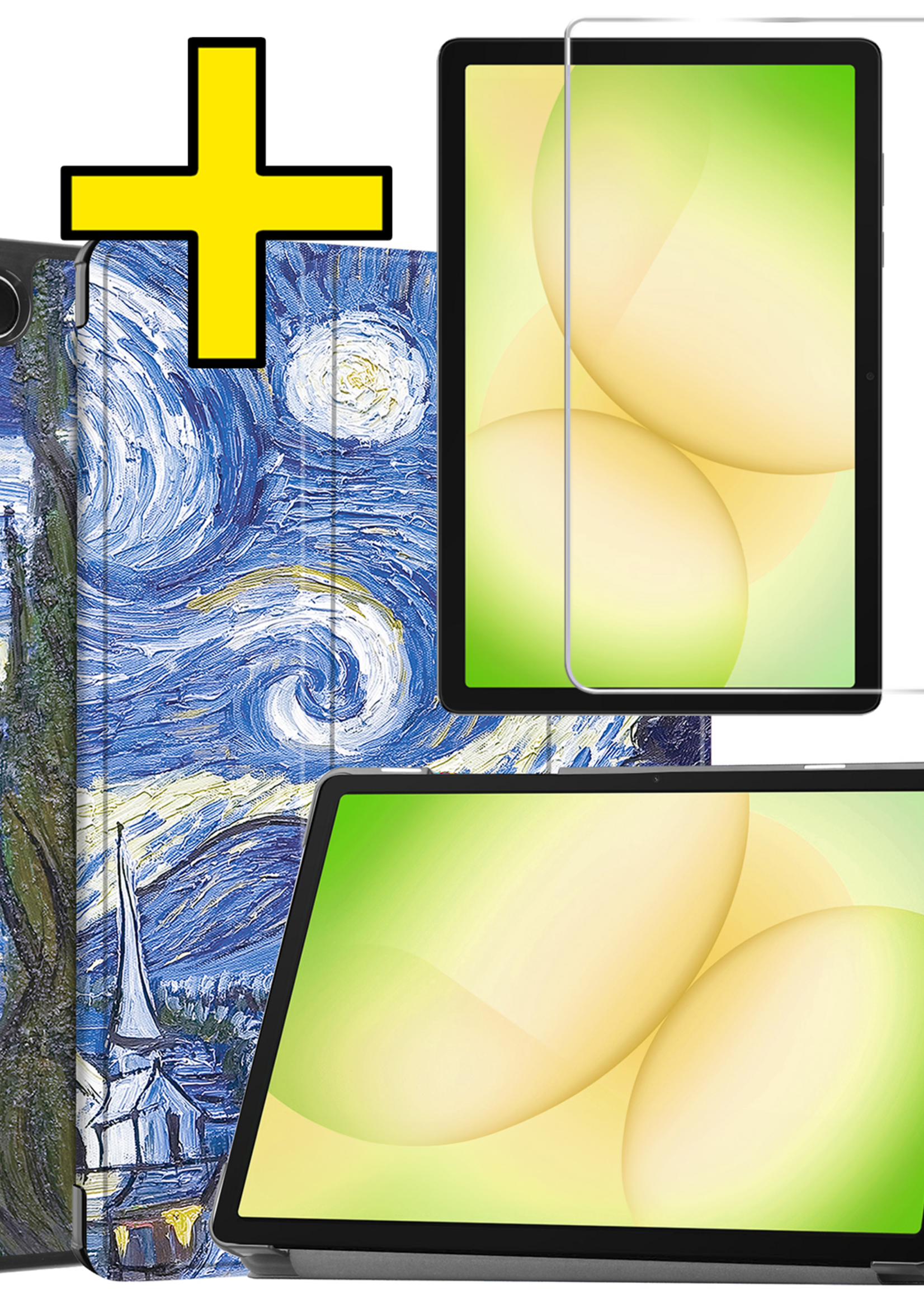 LUQ LUQ Samsung Galaxy Tab A11 Plus Hoes Met Screenprotector - Sterrenhemel