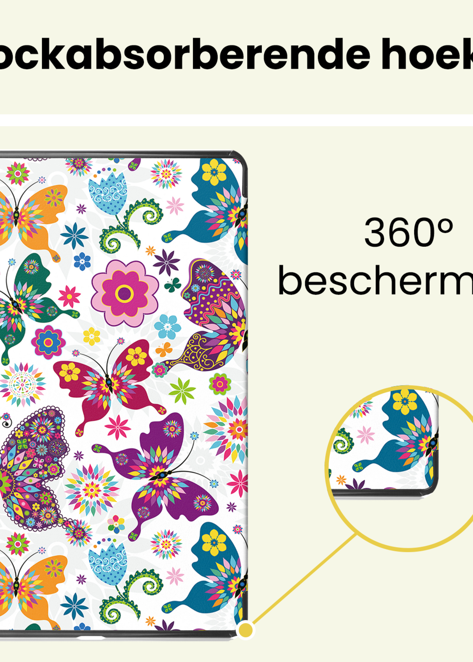 LUQ LUQ Samsung Galaxy Tab A11 Plus Hoes Met Screenprotector - Vlinders