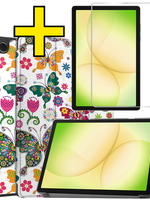 LUQ LUQ Samsung Galaxy Tab A11 Plus Hoes Met Screenprotector - Vlinders