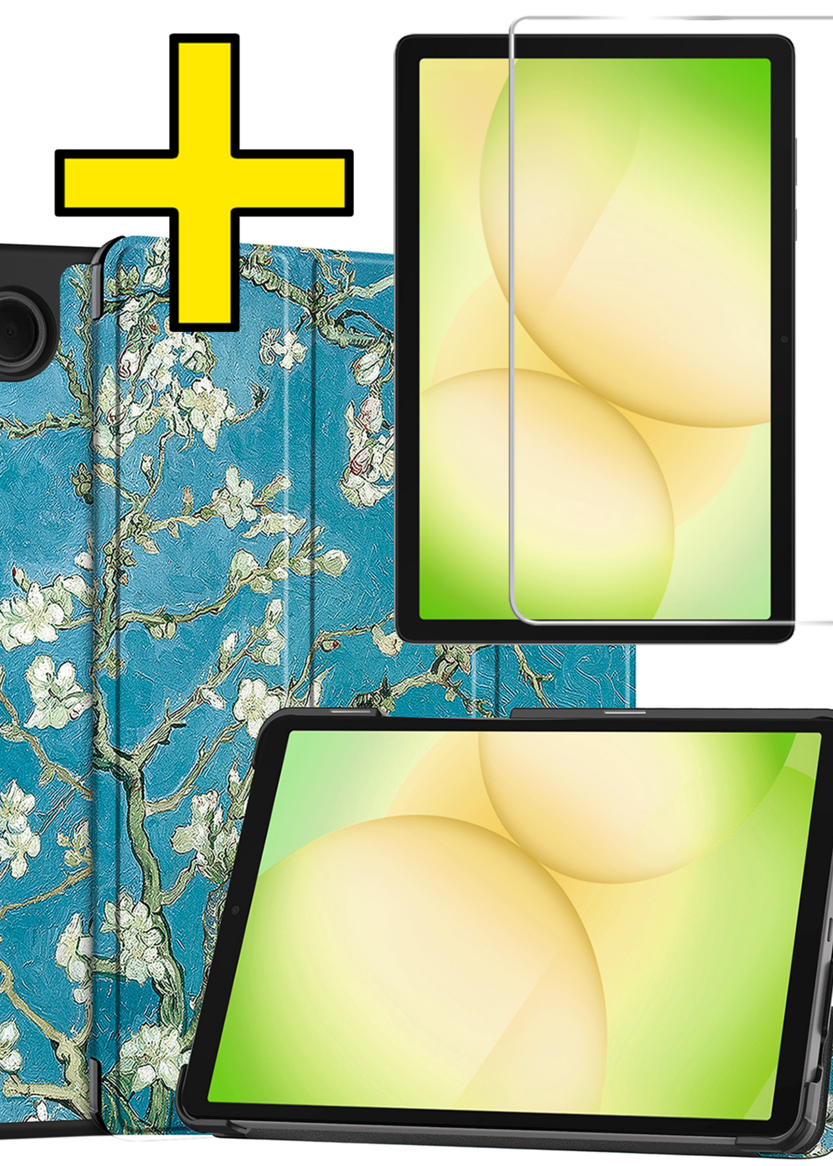 LUQ LUQ Samsung Galaxy Tab A11 Plus Hoes Met Screenprotector - Bloesem