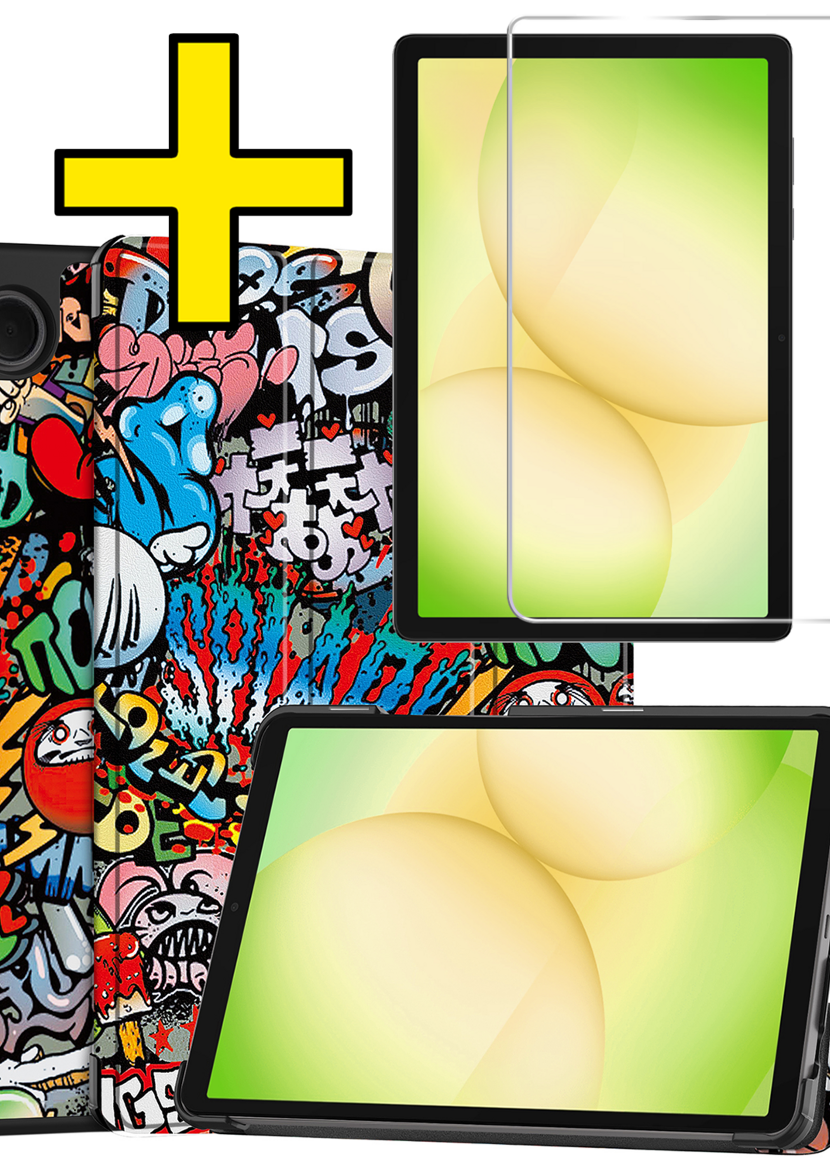 LUQ LUQ Samsung Galaxy Tab A11 Plus Hoes Met Screenprotector - Graffity