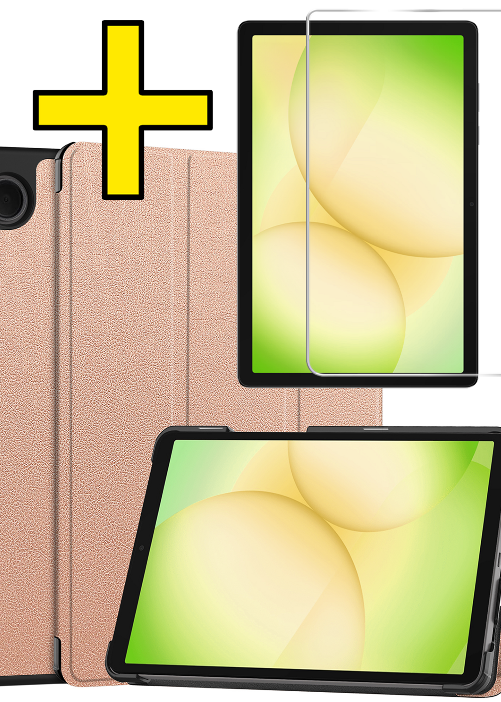 LUQ LUQ Samsung Galaxy Tab A11 Plus Hoes Met Screenprotector - Rose Goud