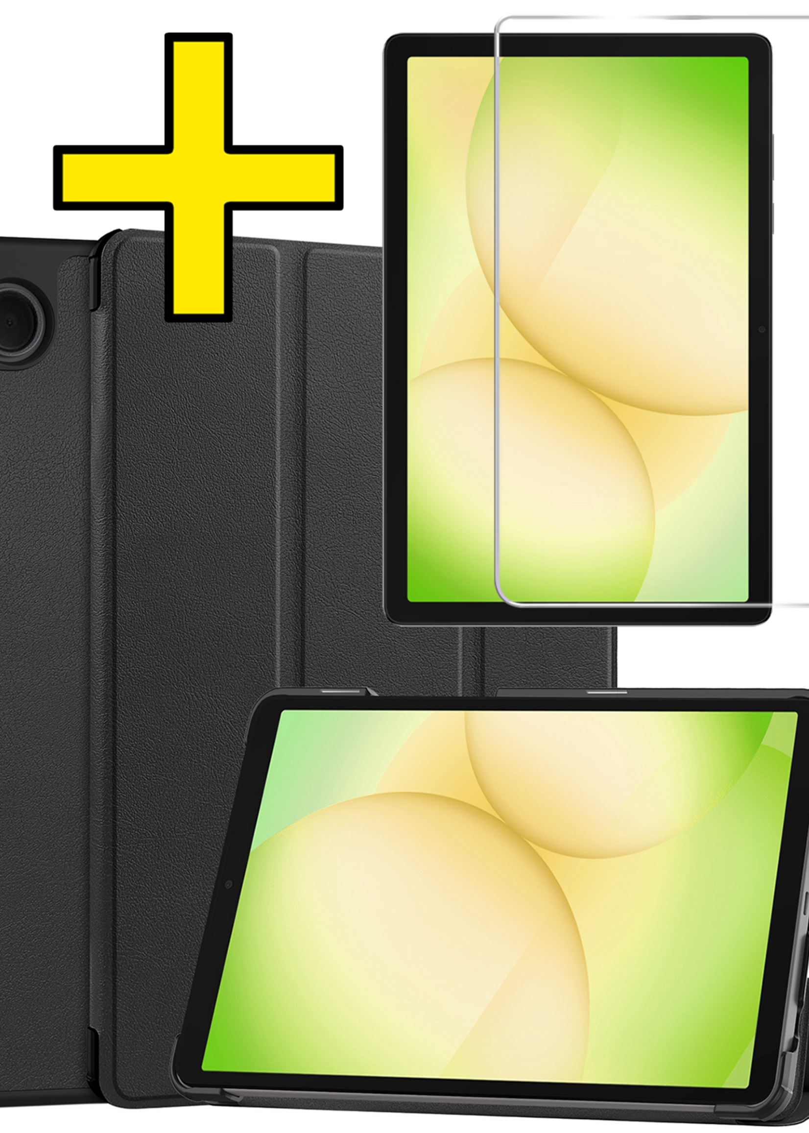 LUQ LUQ Samsung Galaxy Tab A11 Plus Hoes Met Screenprotector - Zwart