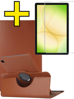LUQ LUQ Samsung Galaxy Tab A11 Plus Hoes Draaibaar Met Screenprotector - Bruin