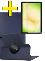 LUQ LUQ Samsung Galaxy Tab A11 Plus Hoes Draaibaar Met Screenprotector - Donkerblauw
