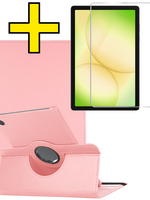LUQ LUQ Samsung Galaxy Tab A11 Plus Hoes Draaibaar Met Screenprotector - Lichtroze