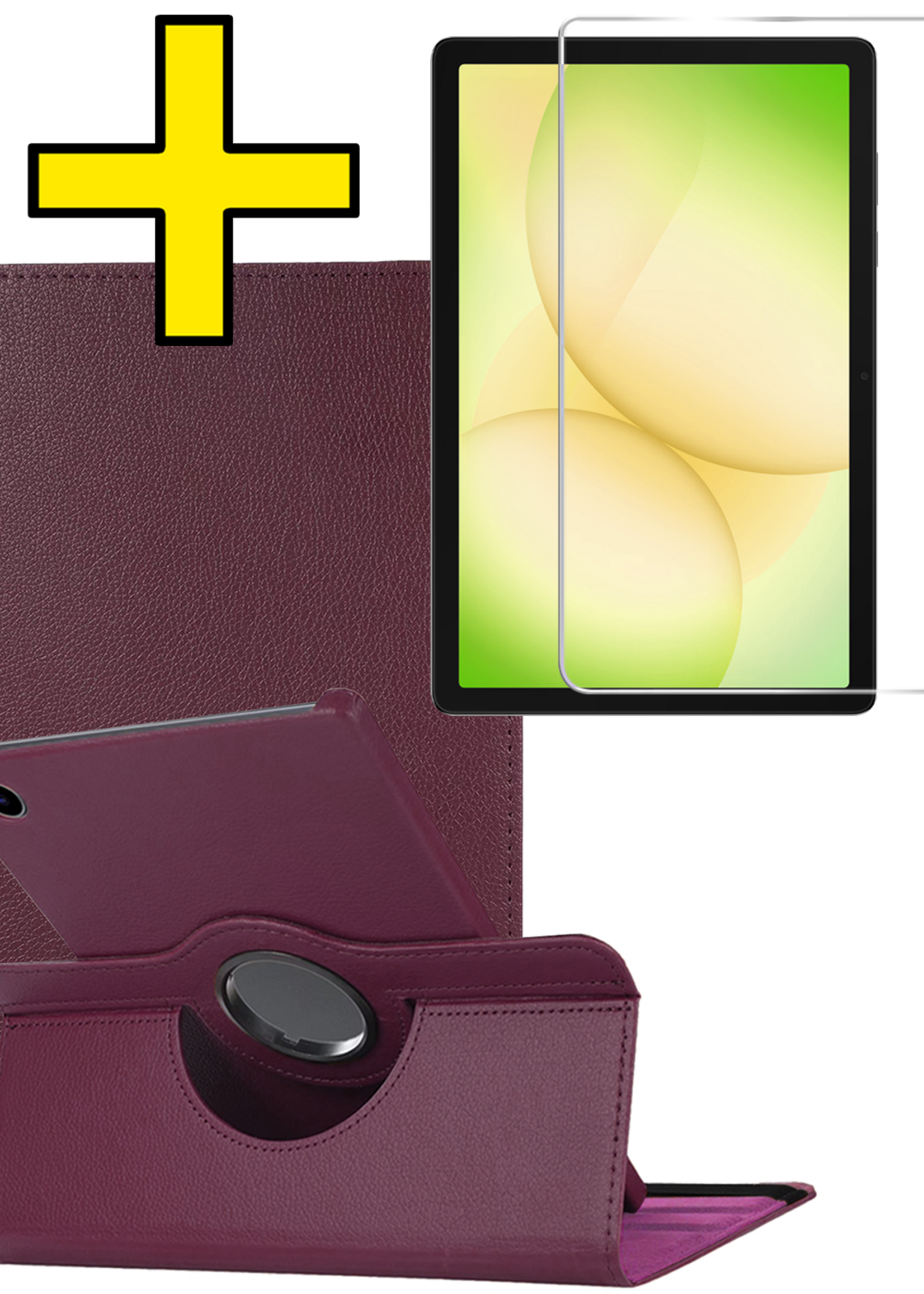 LUQ LUQ Samsung Galaxy Tab A11 Plus Hoes Draaibaar Met Screenprotector - Paars