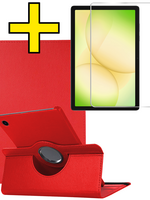 LUQ LUQ Samsung Galaxy Tab A11 Plus Hoes Draaibaar Met Screenprotector - Rood