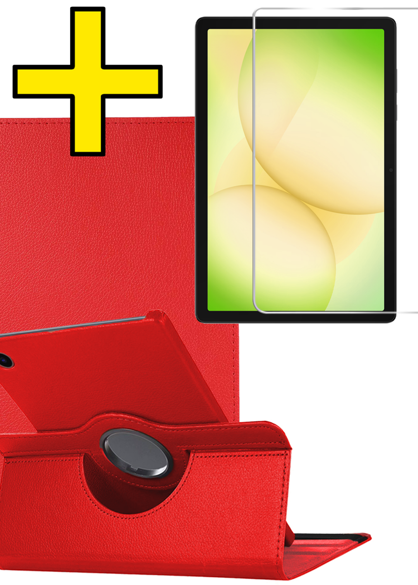 LUQ LUQ Samsung Galaxy Tab A11 Plus Hoes Draaibaar Met Screenprotector - Rood