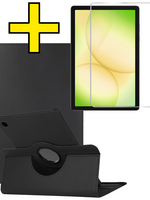 LUQ LUQ Samsung Galaxy Tab A11 Plus Hoes Draaibaar Met Screenprotector - Zwart