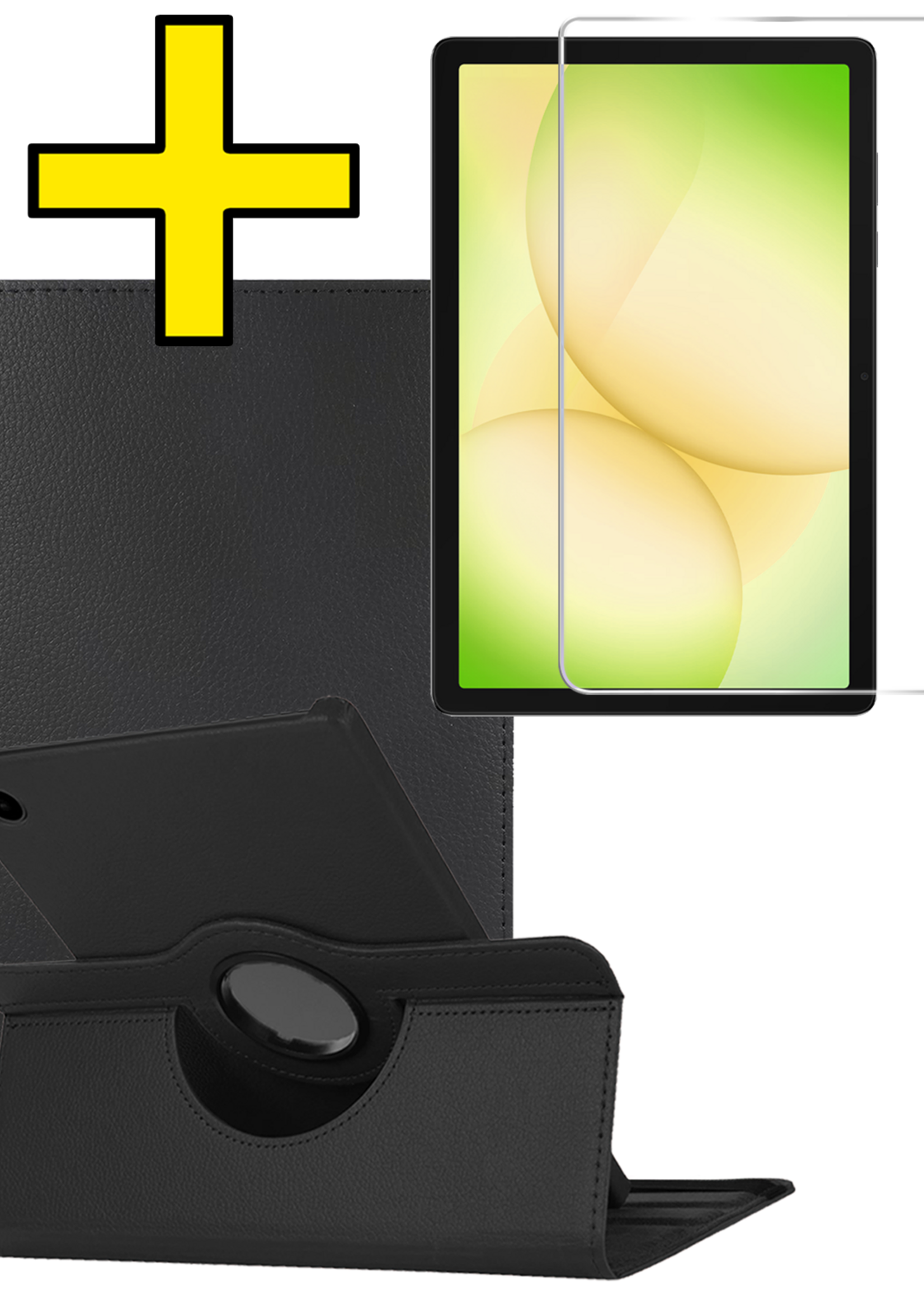 LUQ LUQ Samsung Galaxy Tab A11 Plus Hoes Draaibaar Met Screenprotector - Zwart