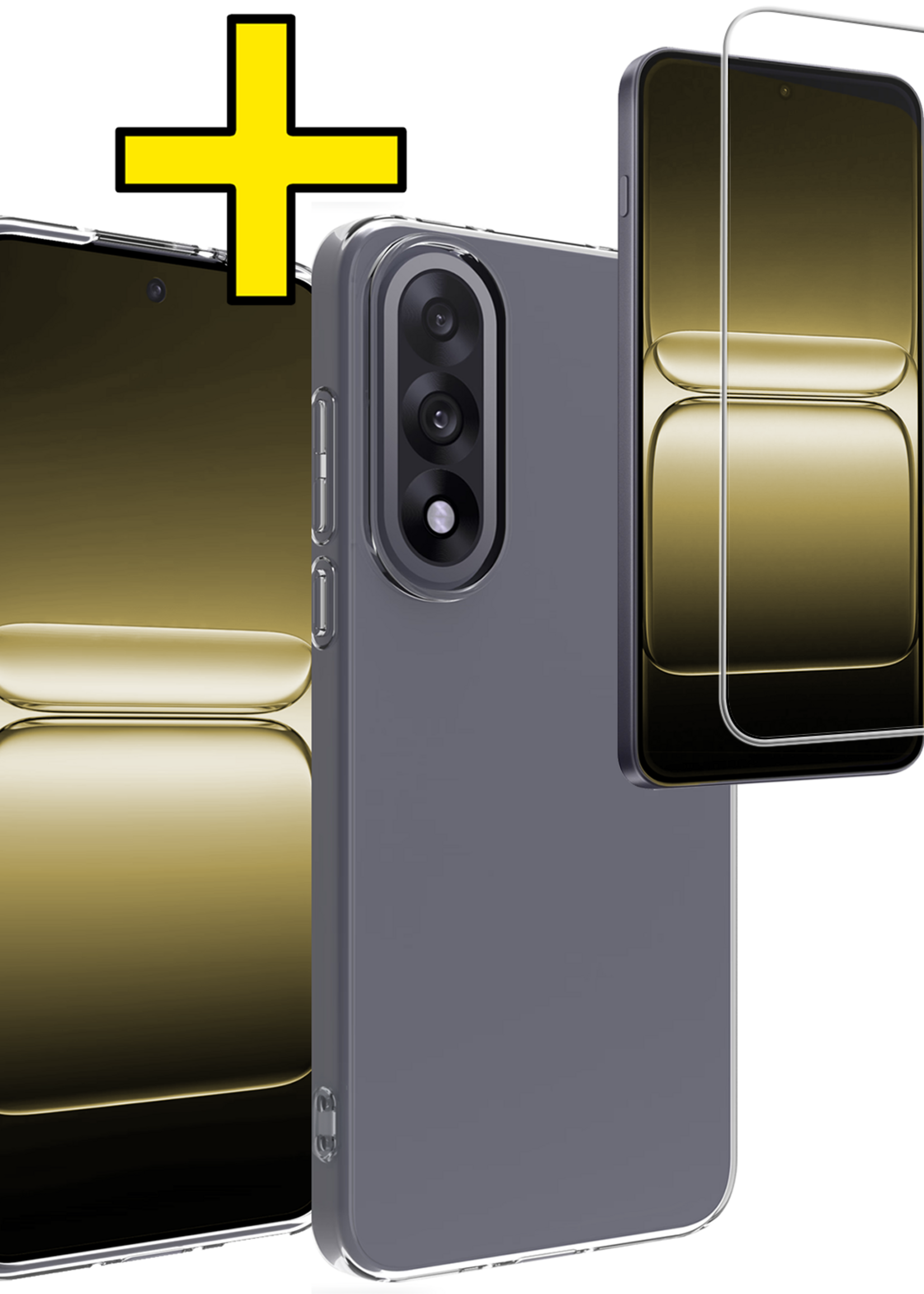 LUQ LUQ OnePlus Nord 5 Hoesje Siliconen Met Screenprotector - Transparant