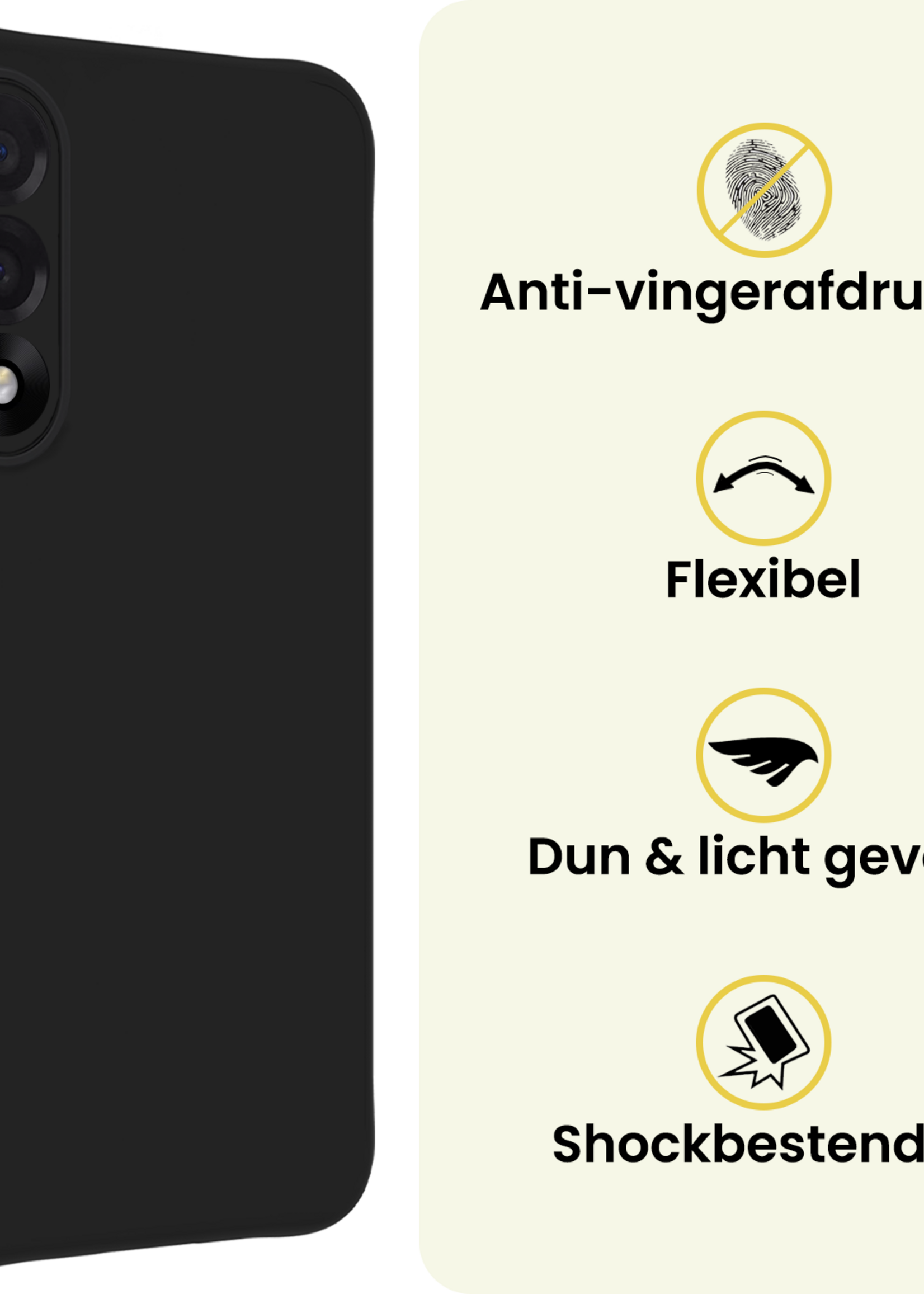 LUQ LUQ OnePlus Nord 5 Hoesje Siliconen Met Screenprotector - Zwart