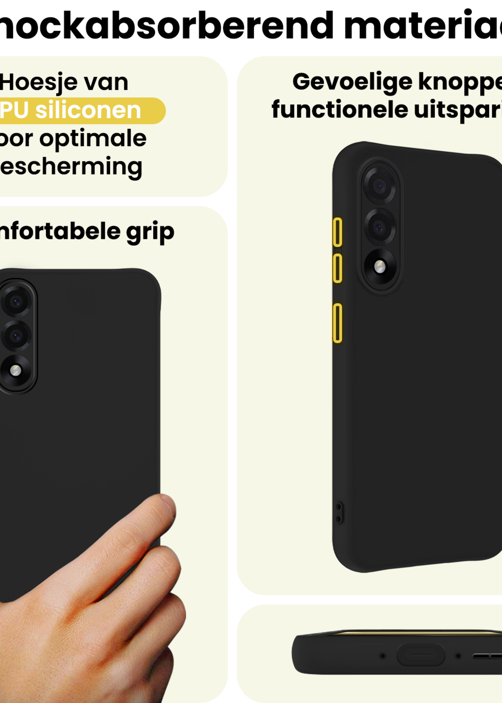 LUQ LUQ OnePlus Nord 5 Hoesje Siliconen Met Screenprotector - Zwart