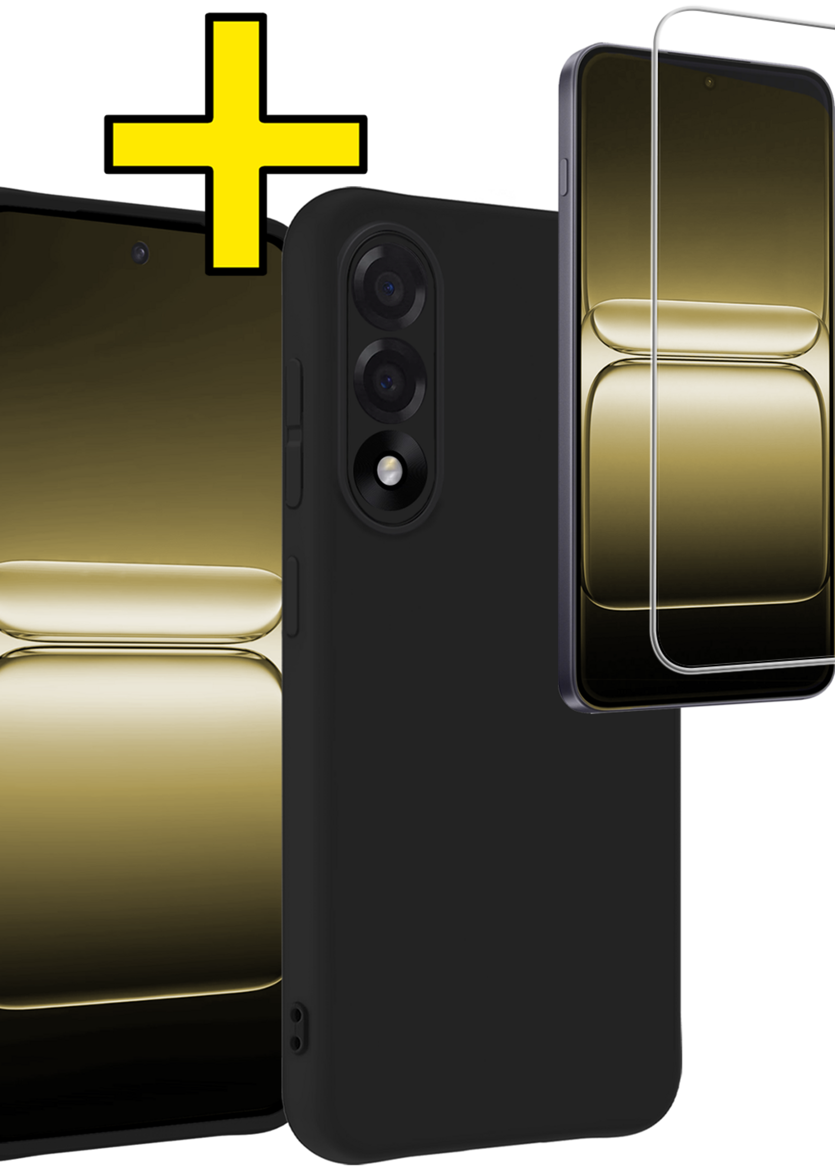 LUQ LUQ OnePlus Nord 5 Hoesje Siliconen Met Screenprotector - Zwart