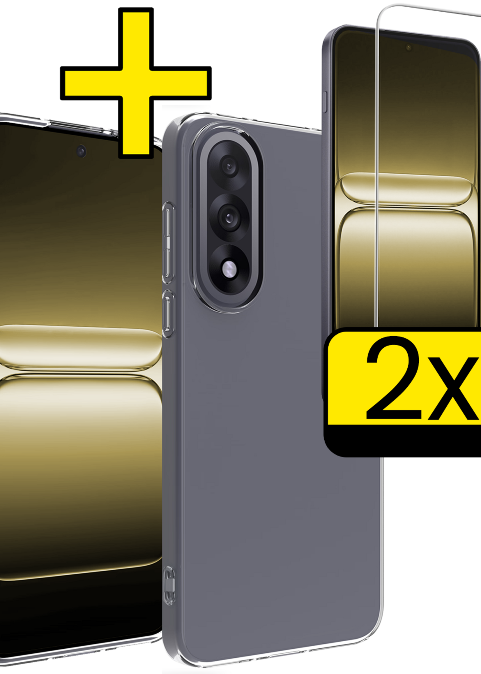 LUQ LUQ OnePlus Nord 5 Hoesje Siliconen Met 2x Screenprotector - Transparant