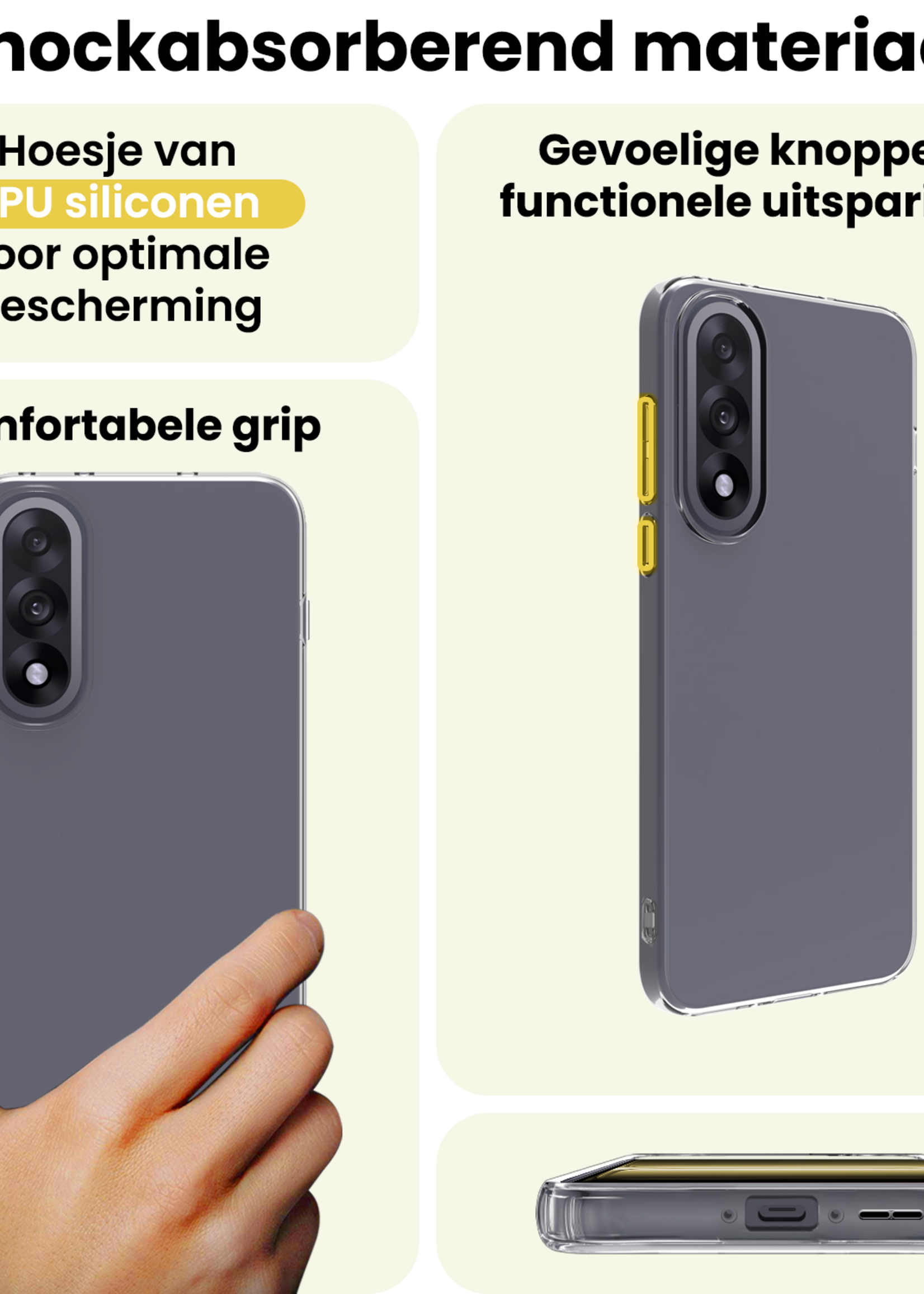LUQ LUQ OnePlus Nord 5 Hoesje Siliconen Met 2x Screenprotector - Transparant