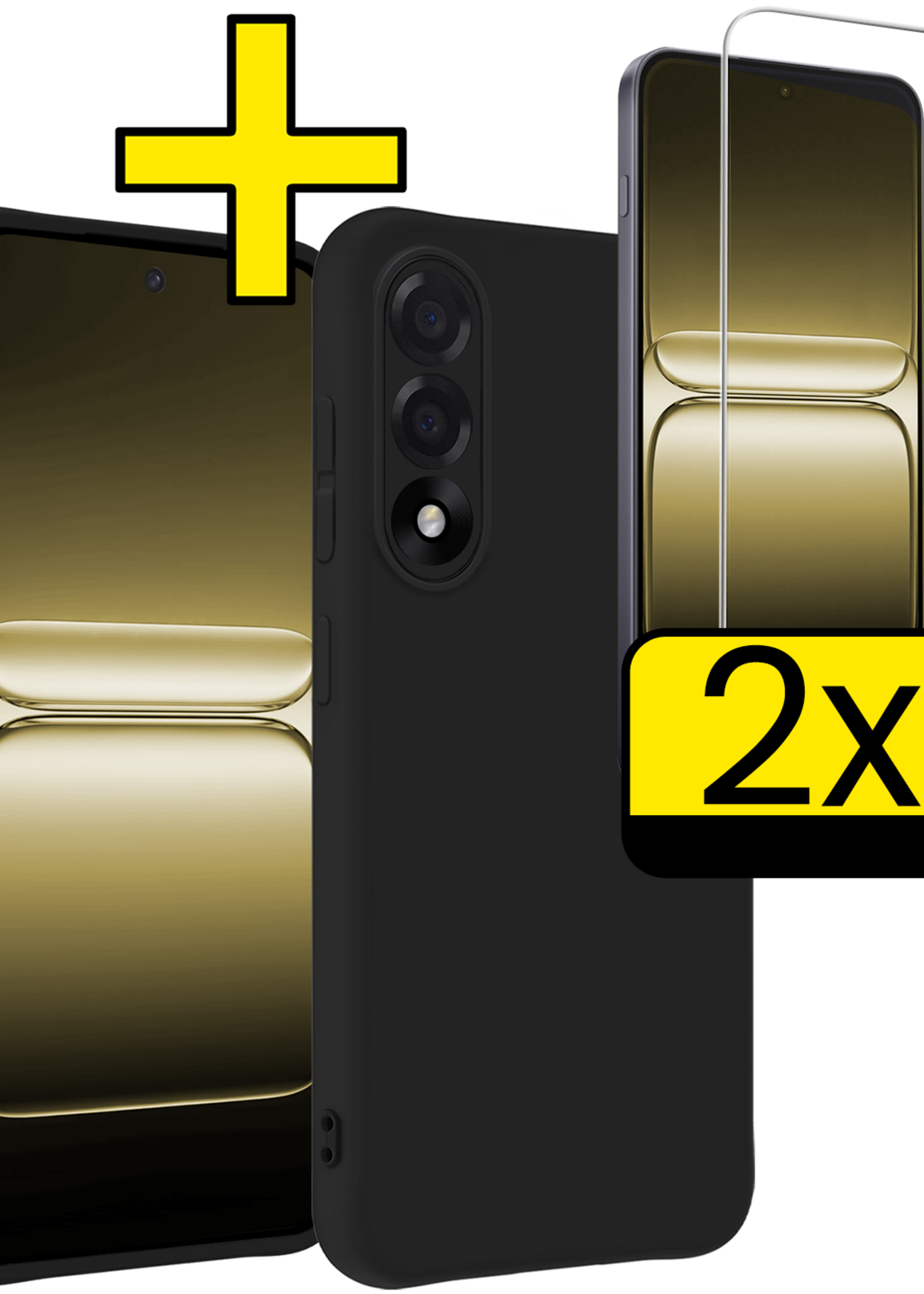 LUQ LUQ OnePlus Nord 5 Hoesje Siliconen Met 2x Screenprotector - Zwart