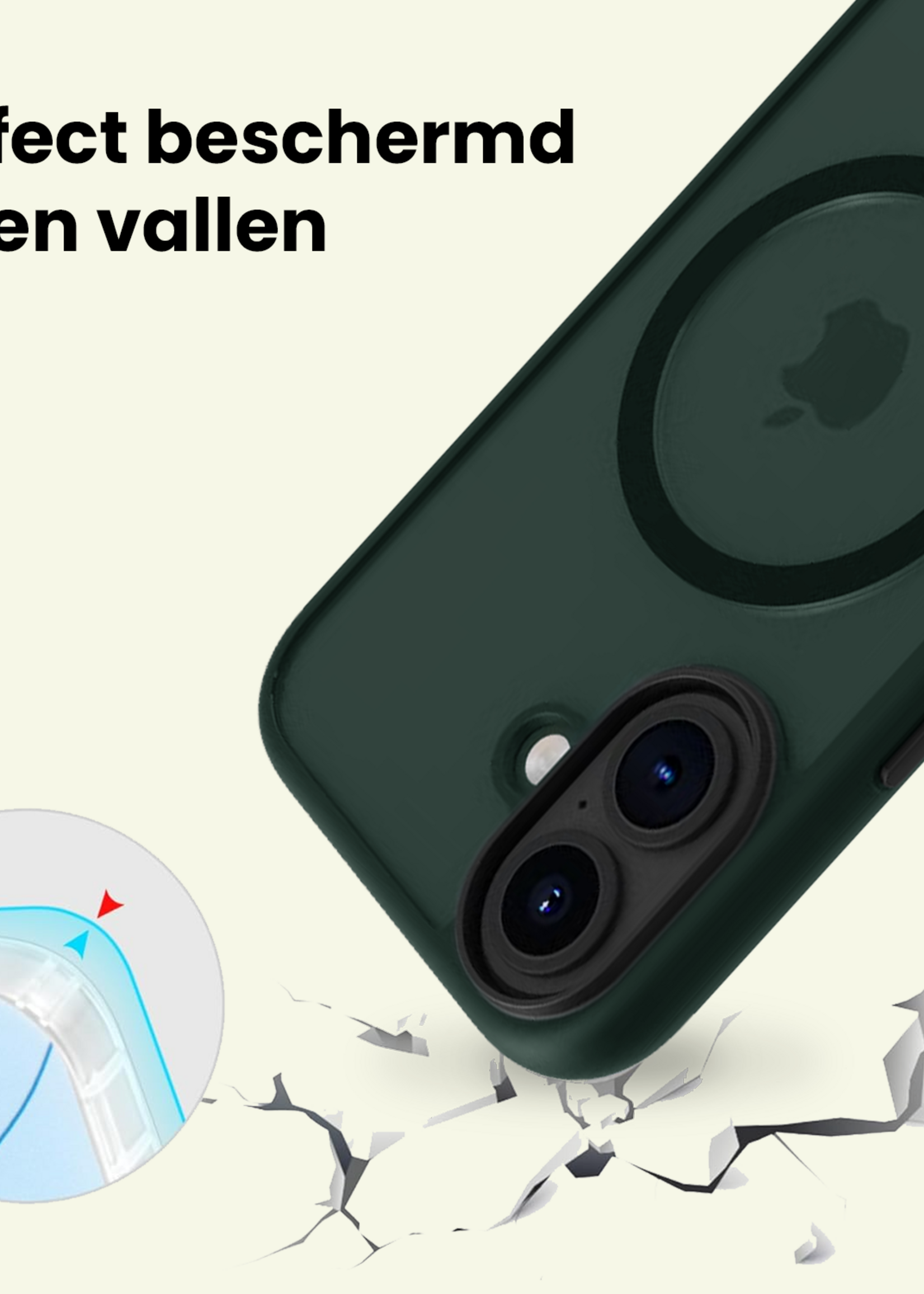 LUQ LUQ iPhone 17 Magsafe Hoesje Donkergroen Met Screenprotector