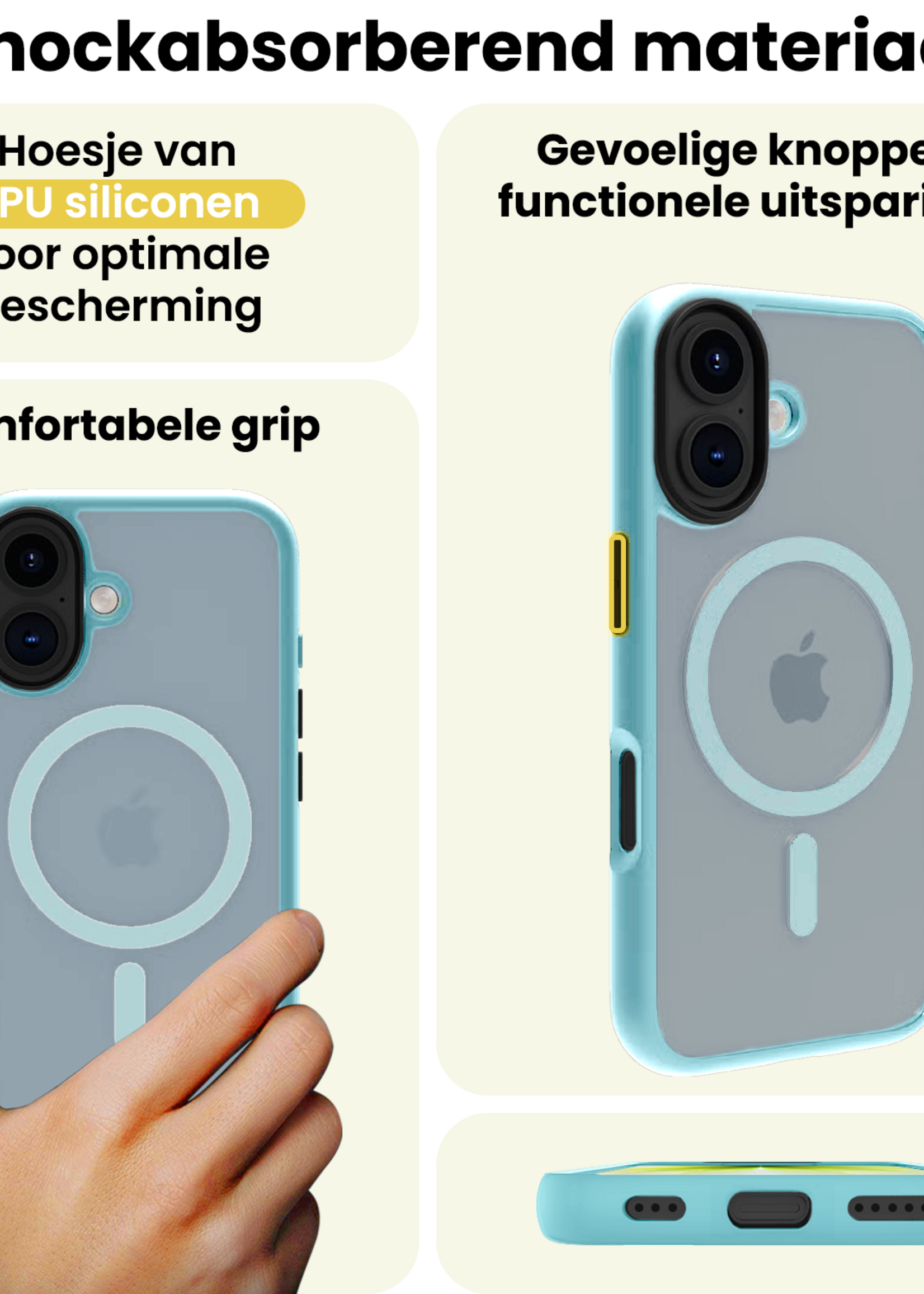 LUQ LUQ iPhone 17 Magsafe Hoesje Lichtblauw Met Screenprotector