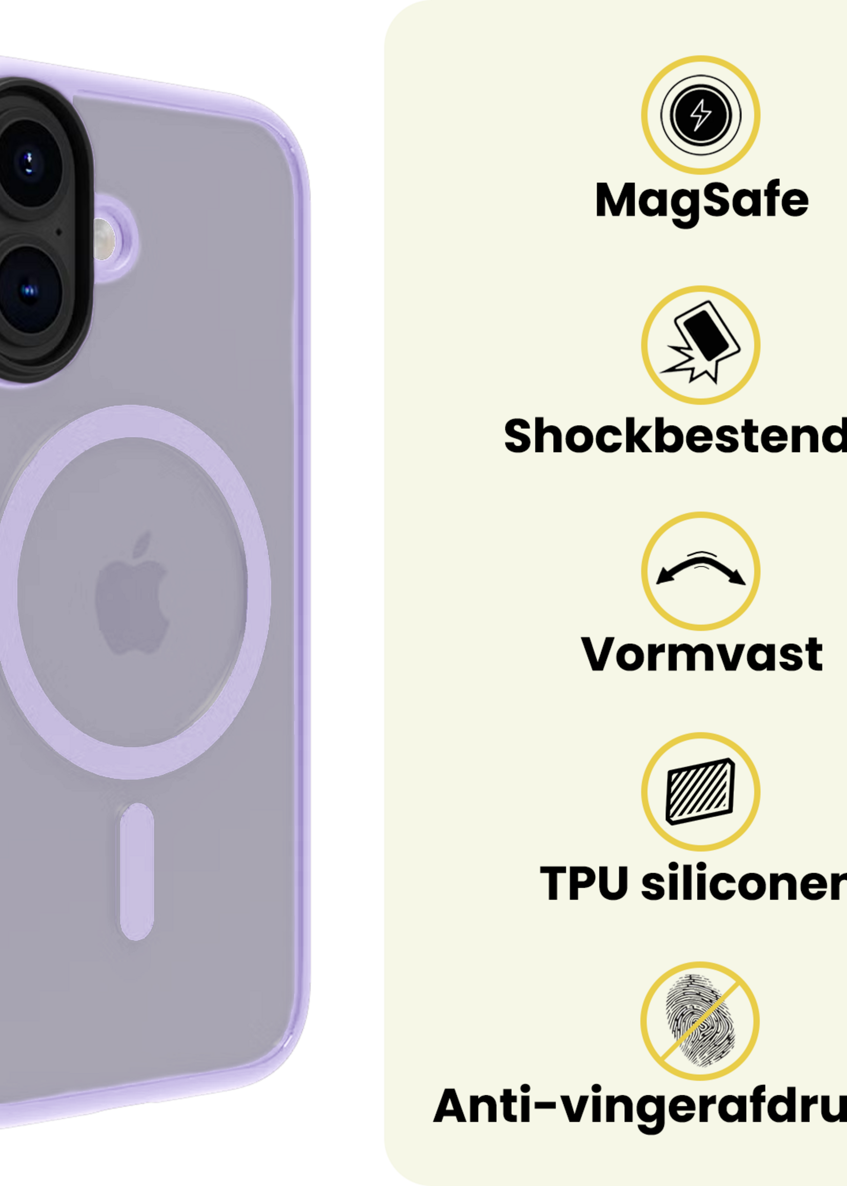 LUQ LUQ iPhone 17 Magsafe Hoesje Lila Met Screenprotector