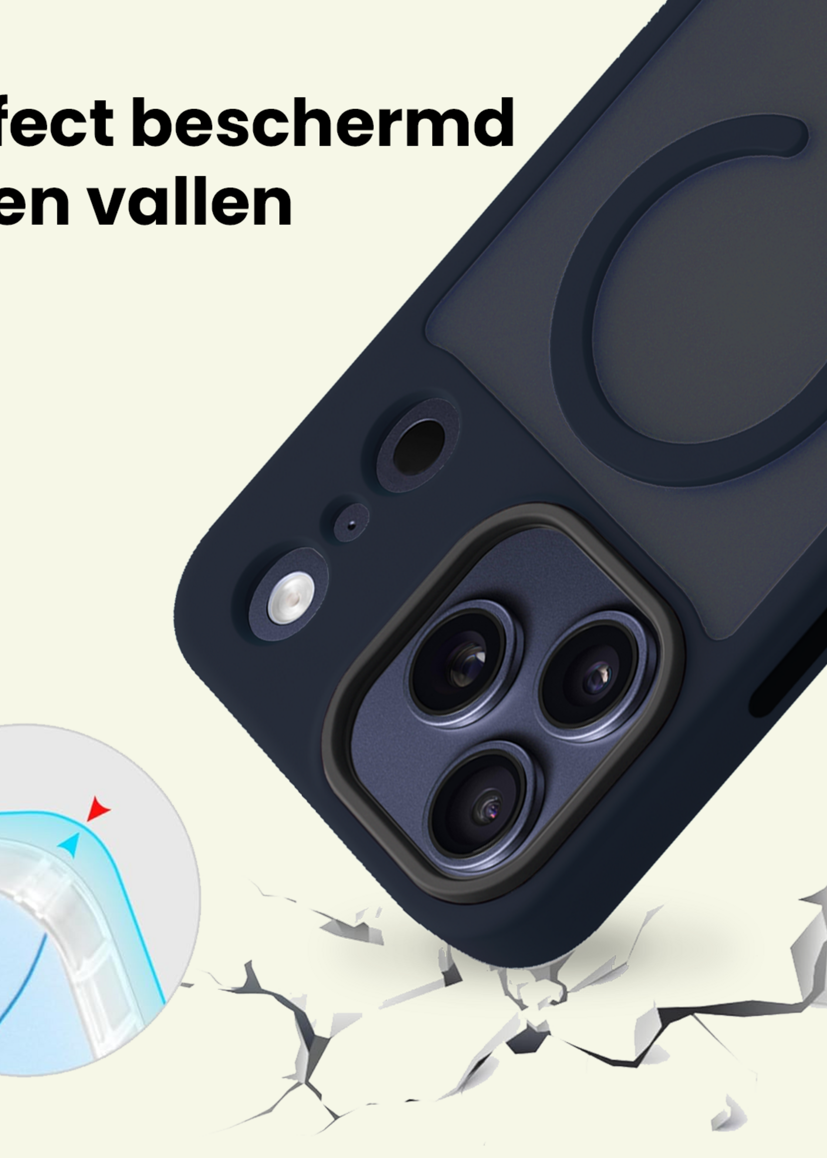 LUQ LUQ iPhone 17 Pro Magsafe Hoesje Donkerblauw Met Screenprotector