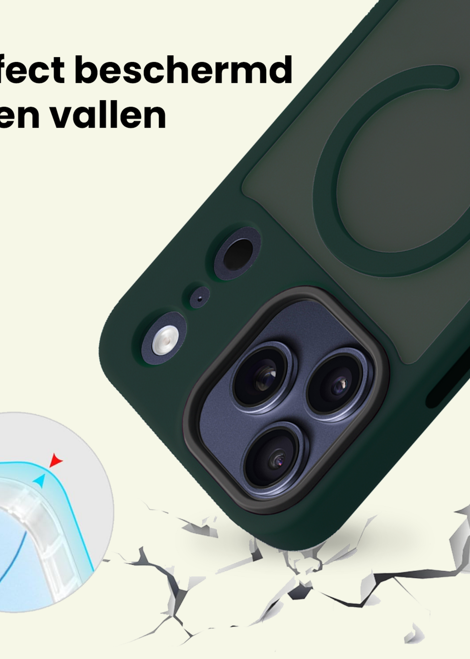 LUQ LUQ iPhone 17 Pro Magsafe Hoesje Donkergroen Met Screenprotector