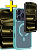 LUQ LUQ iPhone 17 Pro Magsafe Hoesje Lichtblauw Met Screenprotector