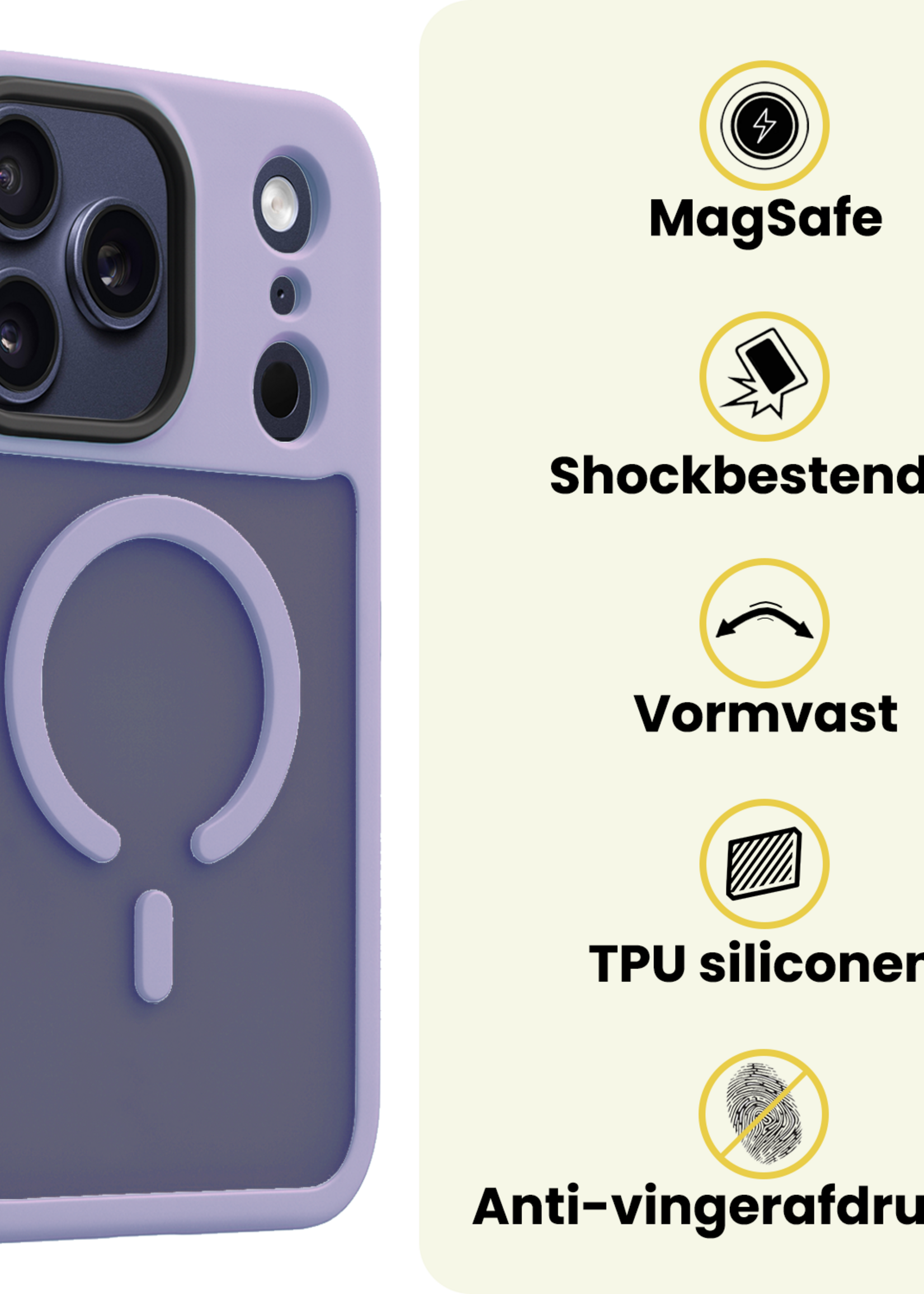 LUQ LUQ iPhone 17 Pro Magsafe Hoesje Lila Met Screenprotector