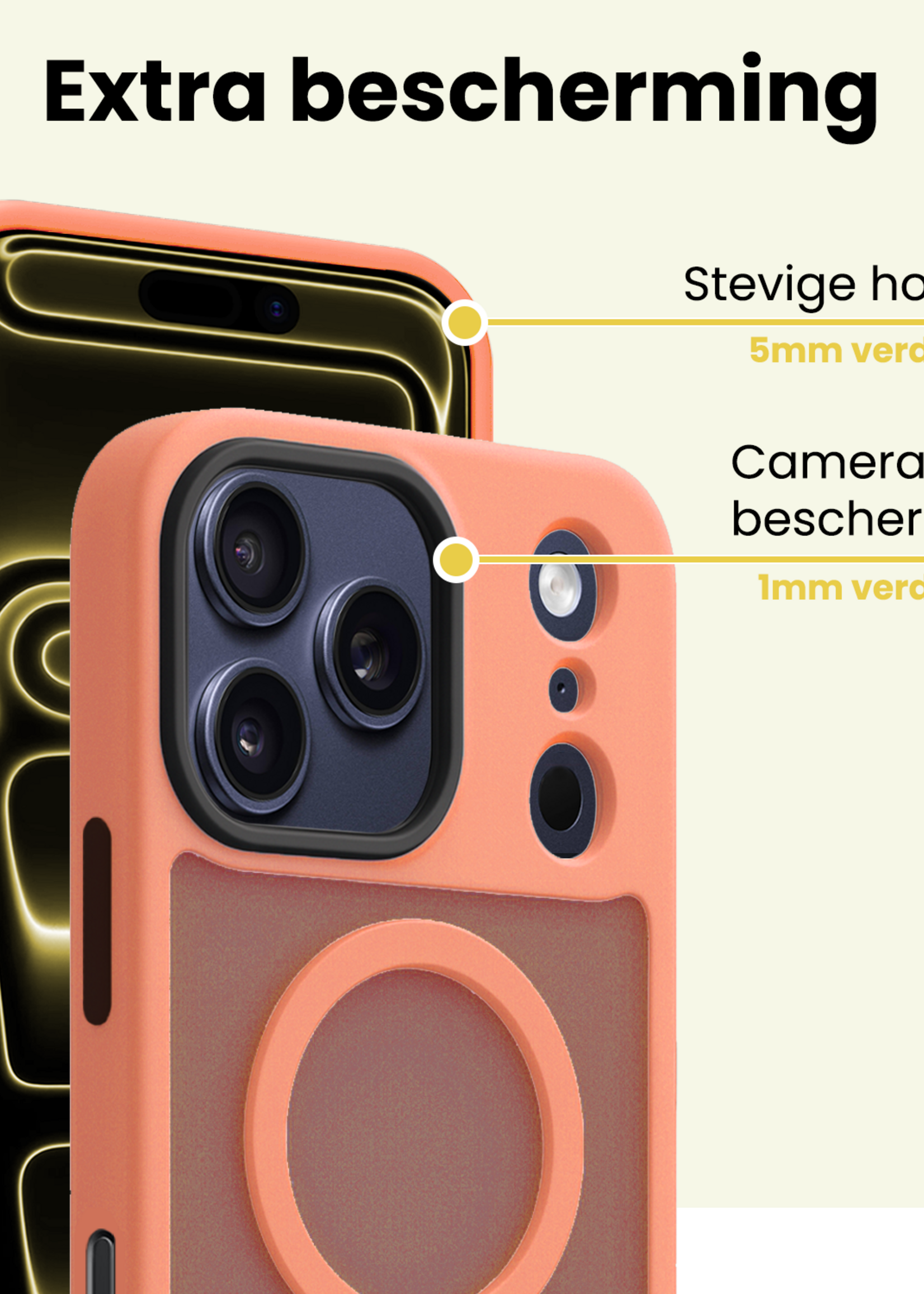 LUQ LUQ iPhone 17 Pro Magsafe Hoesje Perzik Met Screenprotector