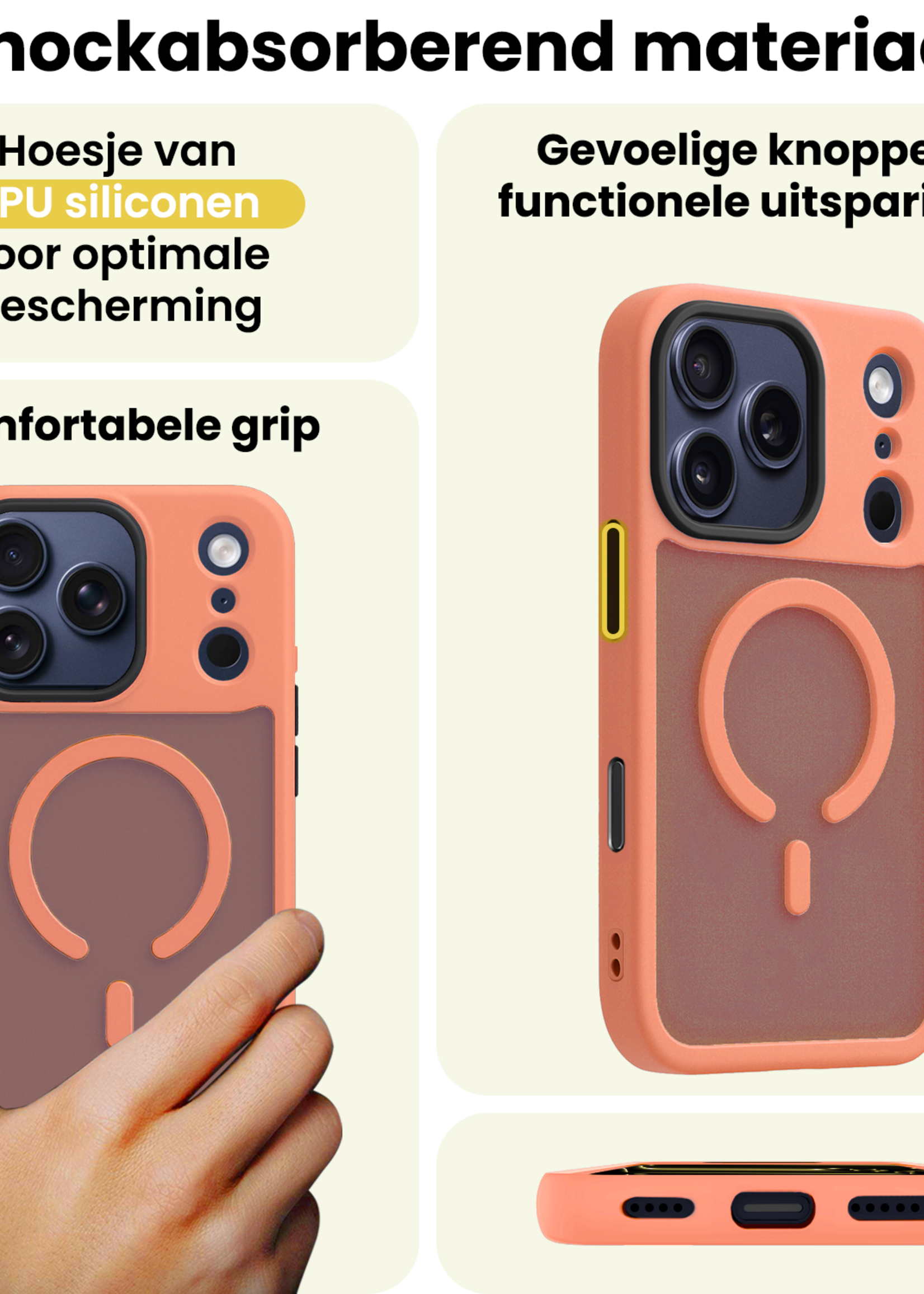 LUQ LUQ iPhone 17 Pro Magsafe Hoesje Perzik Met Screenprotector