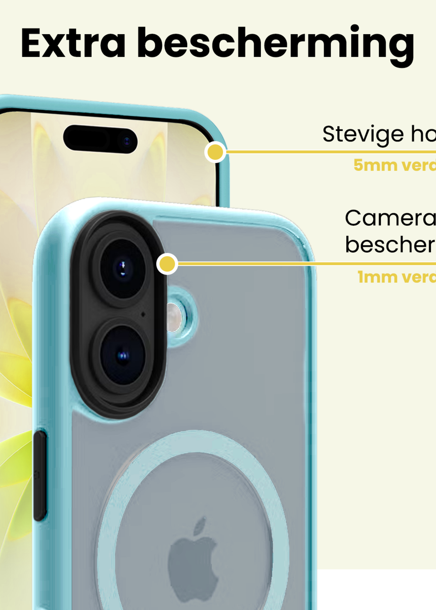 LUQ LUQ iPhone 17 Magsafe Hoesje Lichtblauw Met 2x Screenprotector